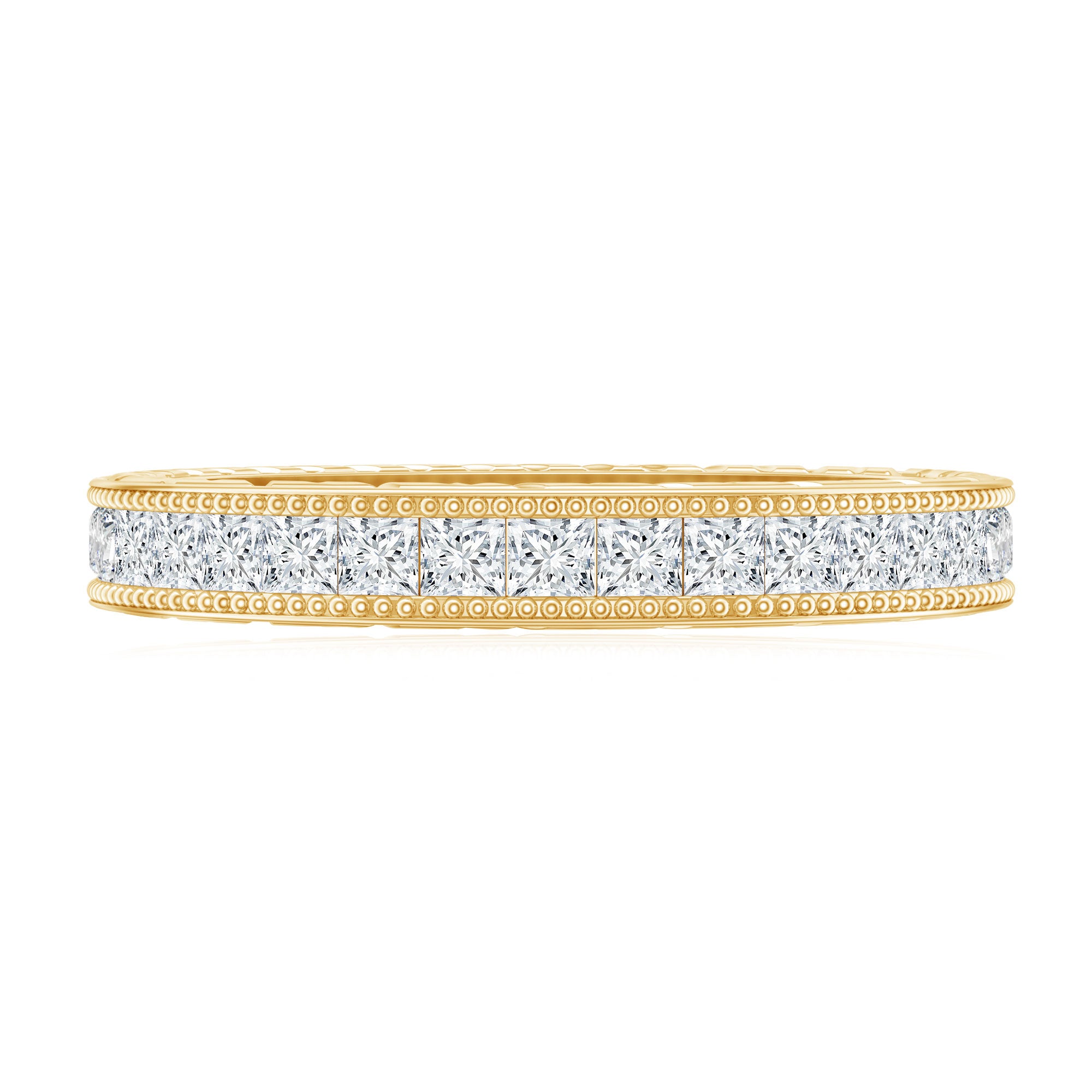 Certified Princess Cut Lab Grown Diamond Eternity Wedding Band Lab - ( EF-VS ) - Rosec Jewels