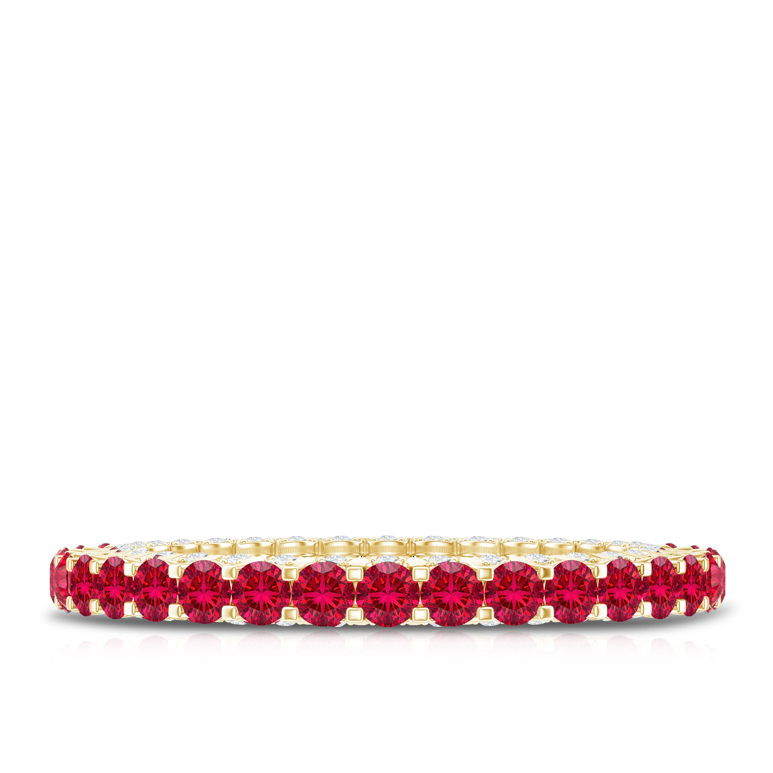 Round Shape Lab Grown Ruby and Diamond Eternity Wedding Band AAAA - Rosec Jewels