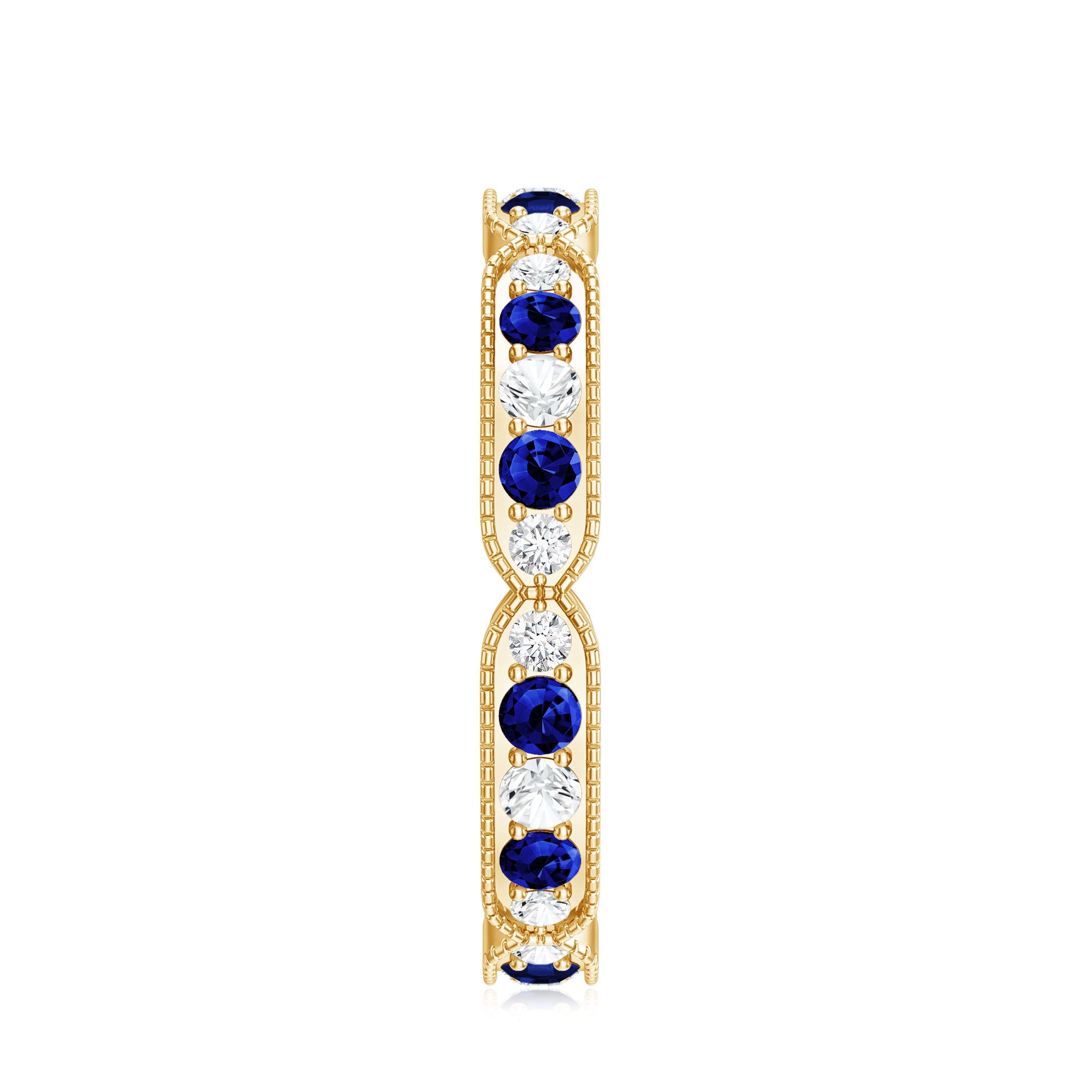 Certified Lab Grown Blue Sapphire Diamond Eternity Ring for Anniversary AAAA - Rosec Jewels
