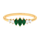 Marquise Cut Created Emerald and Diamond Graduated Ring Lab Created Emerald - ( AAAA ) - Quality - Rosec Jewels