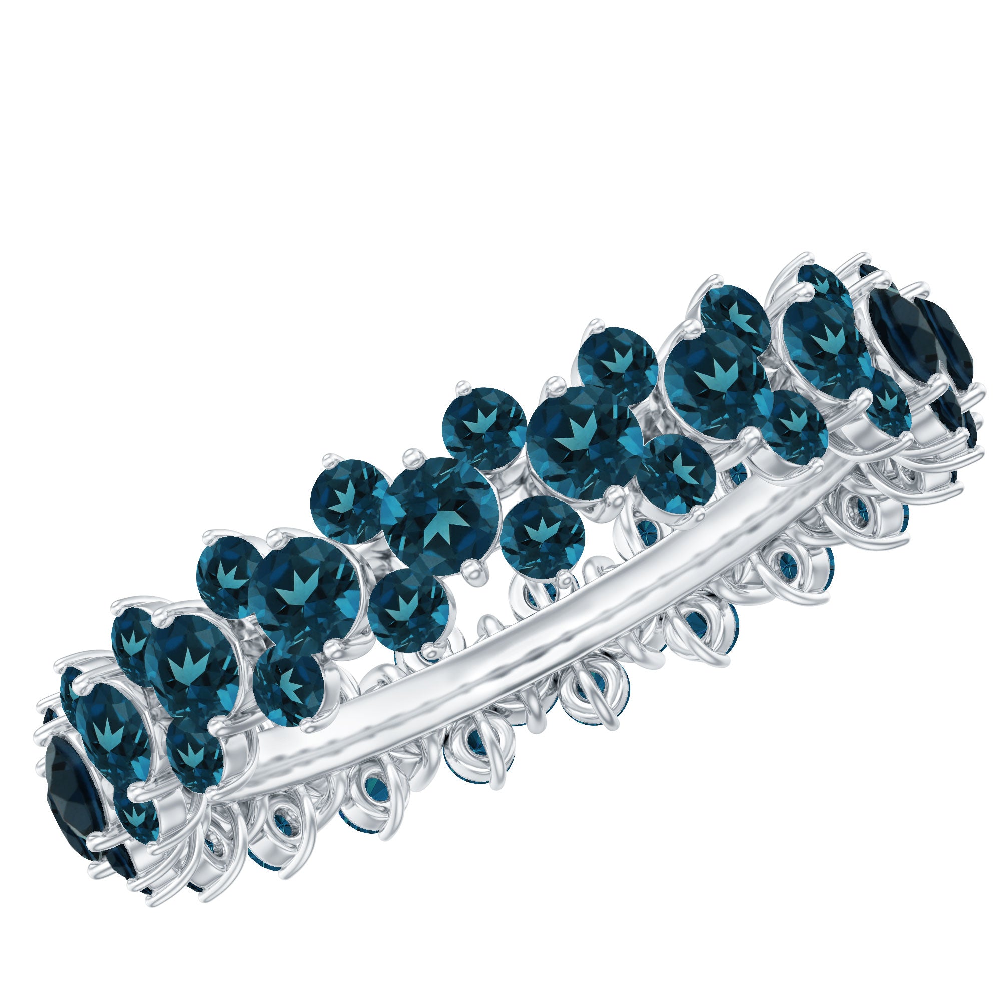 London Blue Topaz Cluster Eternity Band Ring