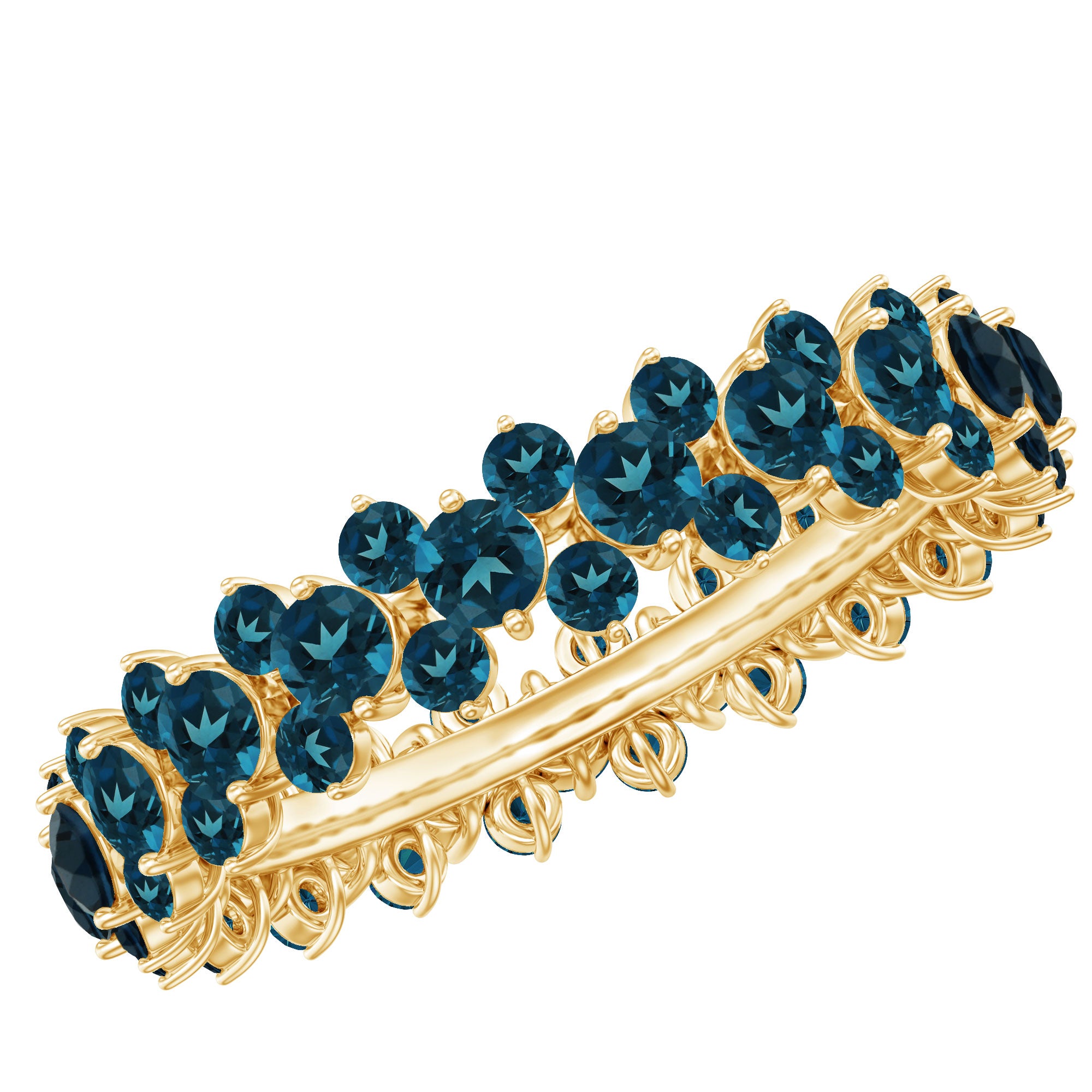 London Blue Topaz Cluster Eternity Band Ring AAA - Rosec Jewels
