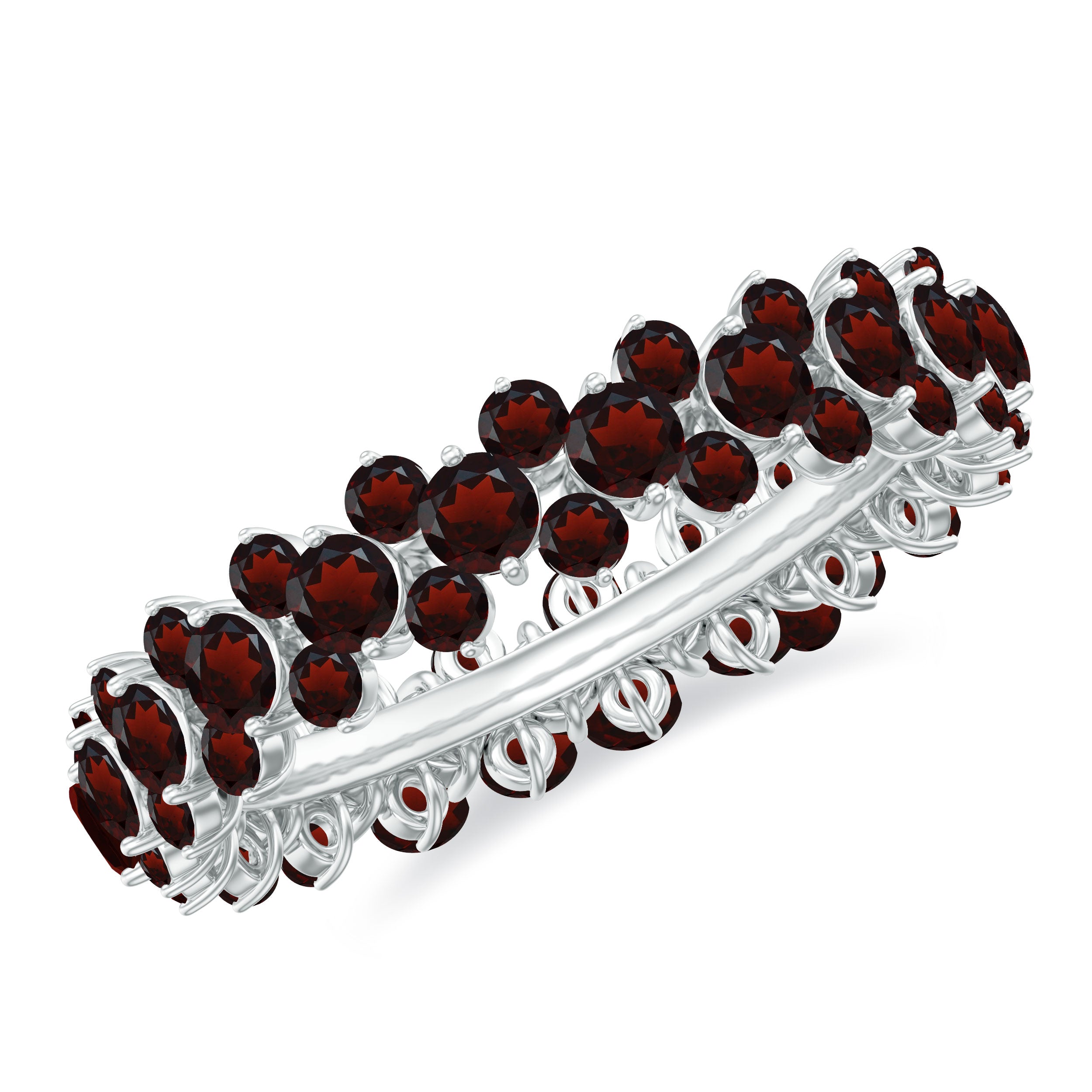 Certified Natural Garnet Eternity Band Ring