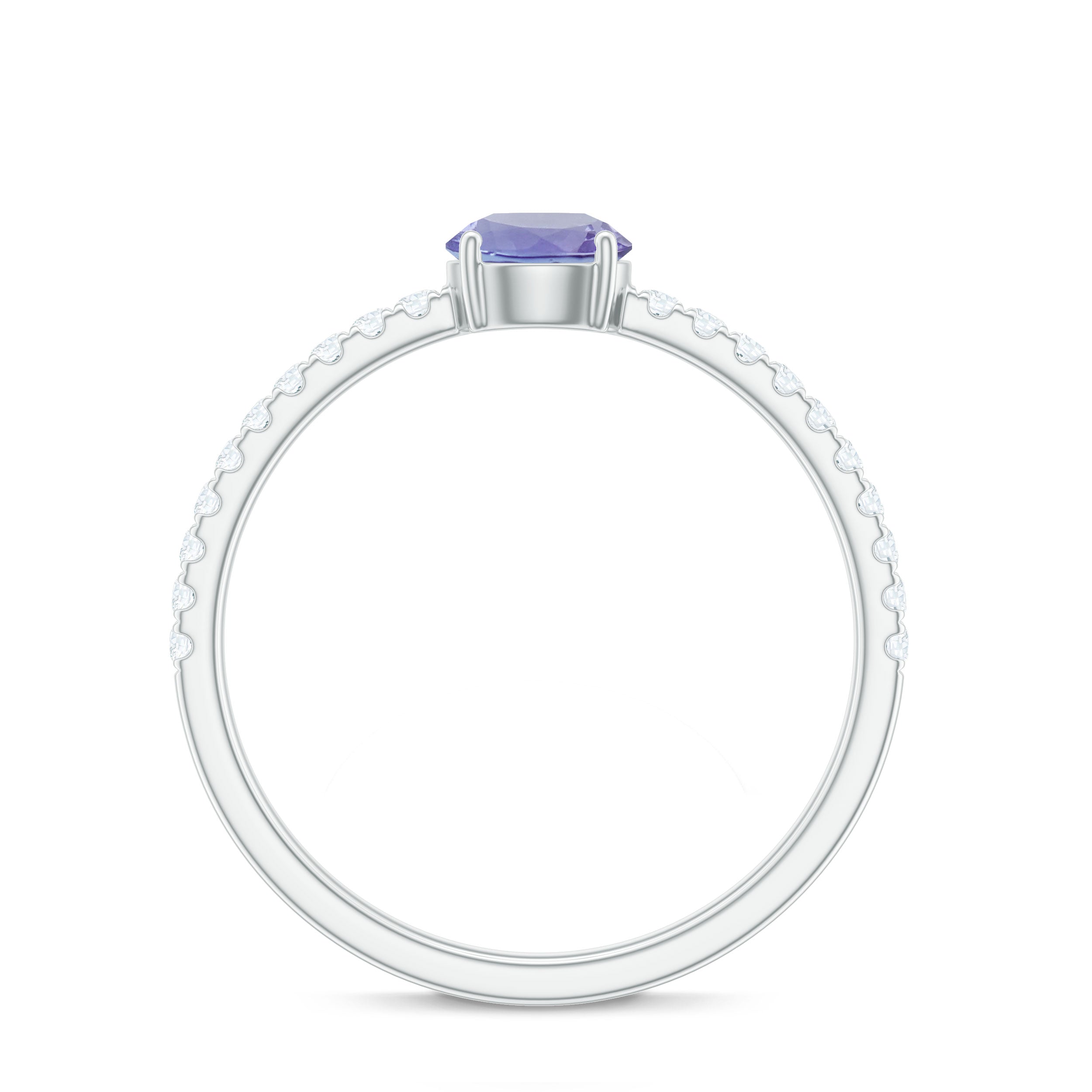 Certified Real Solitaire Tanzanite Promise Ring with Diamond AAA - Rosec Jewels