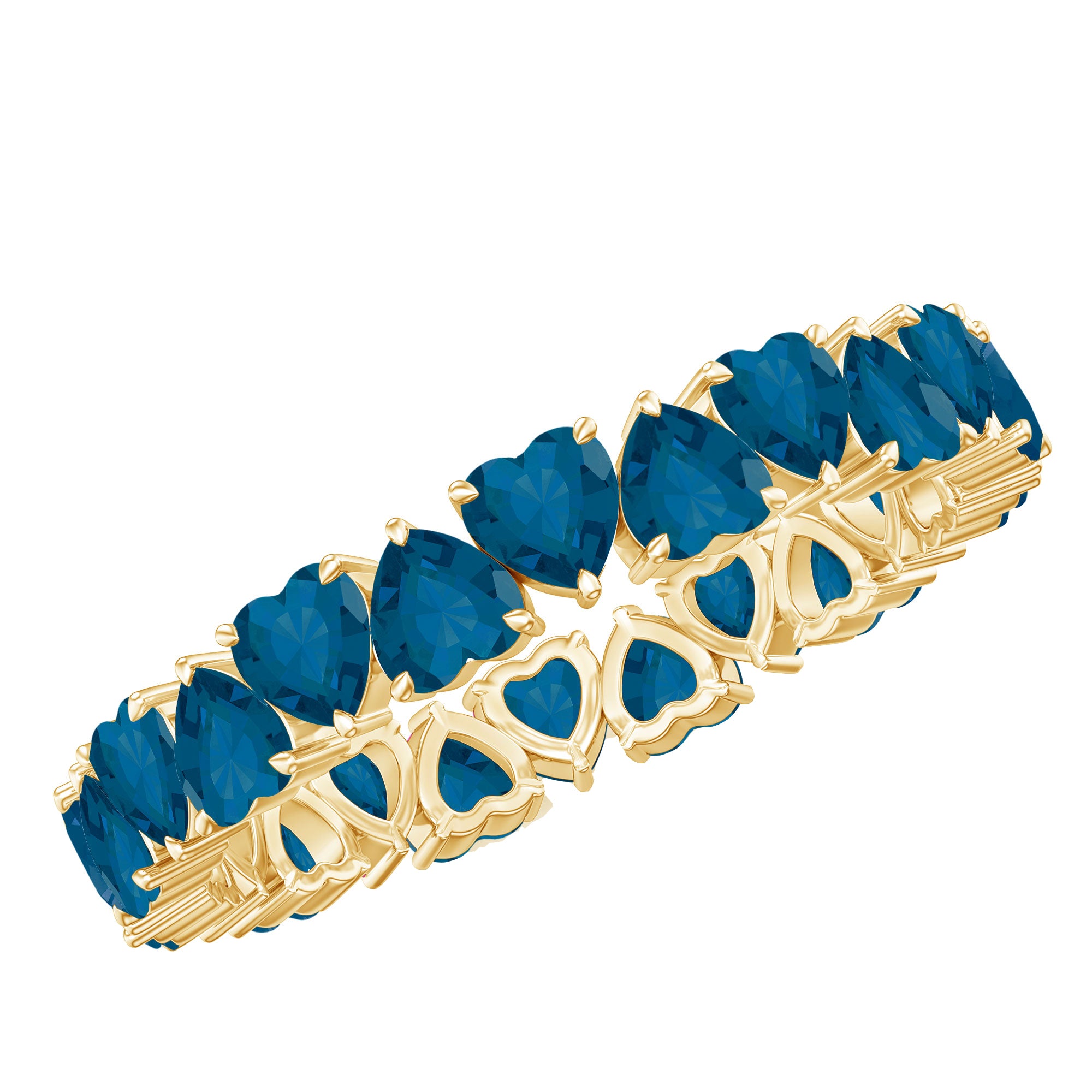 London Blue Topaz Heart Eternity Band Ring AAA - Rosec Jewels