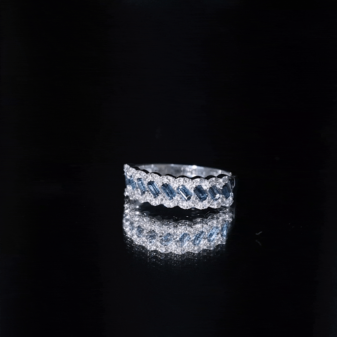 Real London Blue Topaz and Diamond Wedding Ring For Women AAA - Rosec Jewels