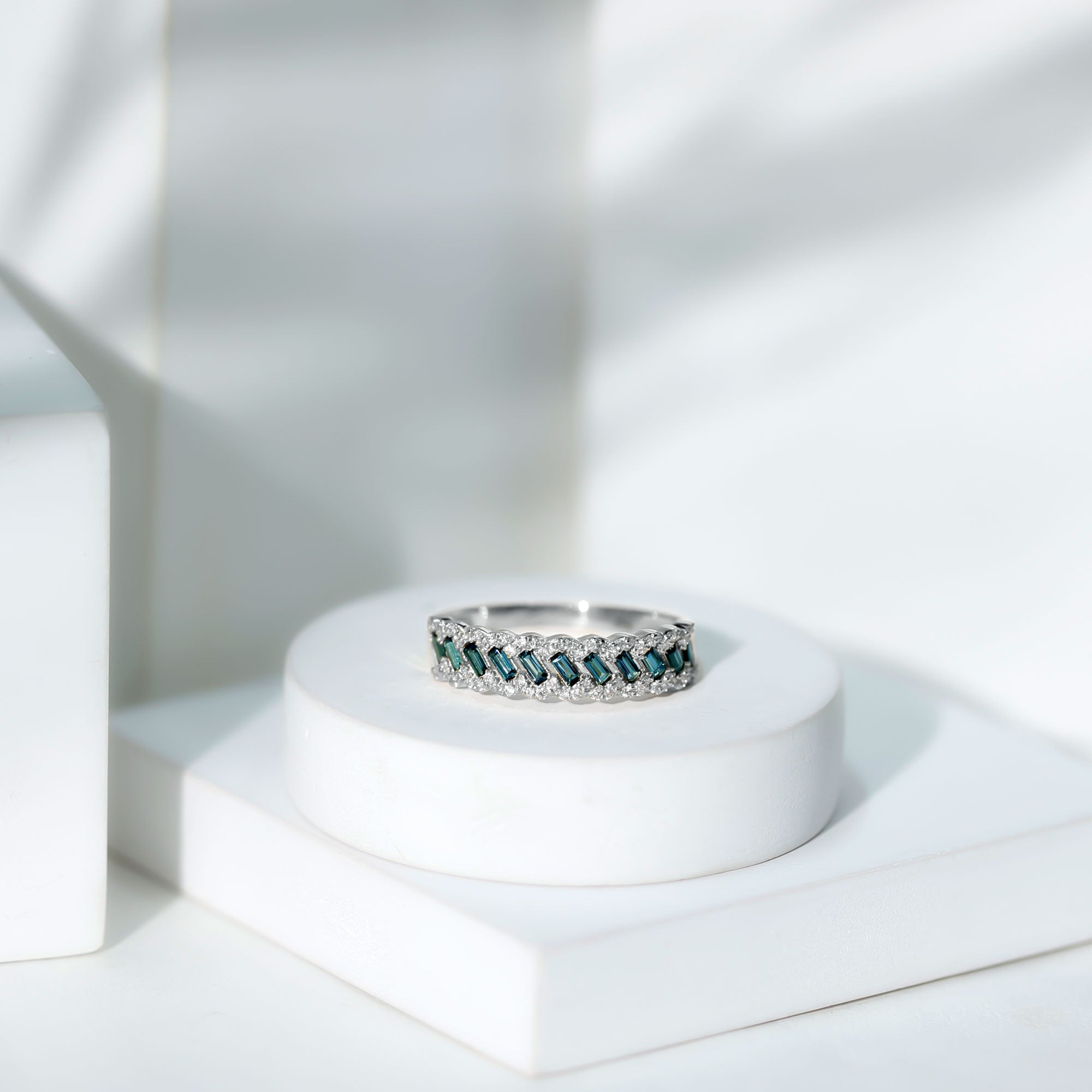 Real London Blue Topaz and Diamond Wedding Ring For Women AAA - Rosec Jewels