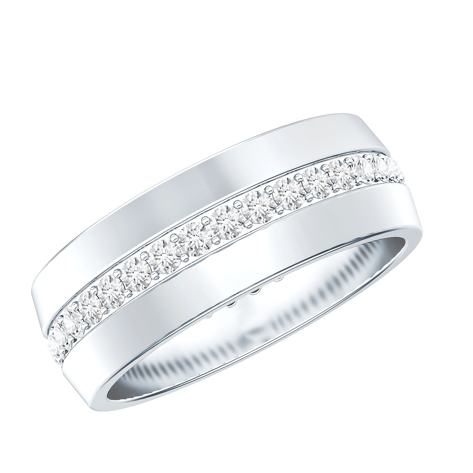 Certified Diamond Wide Wedding Band Ring Natural - ( HI-SI ) - Rosec Jewels