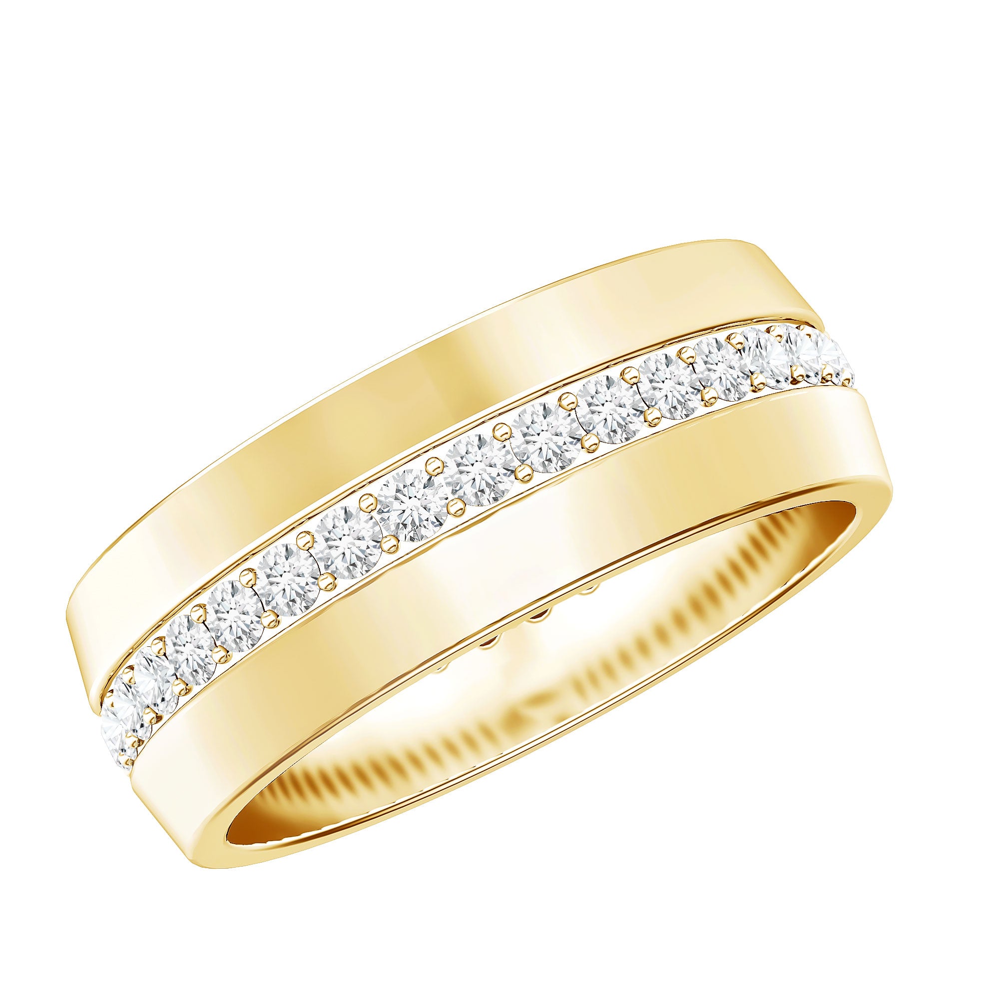Certified Diamond Wide Wedding Band Ring Natural - ( HI-SI ) - Rosec Jewels