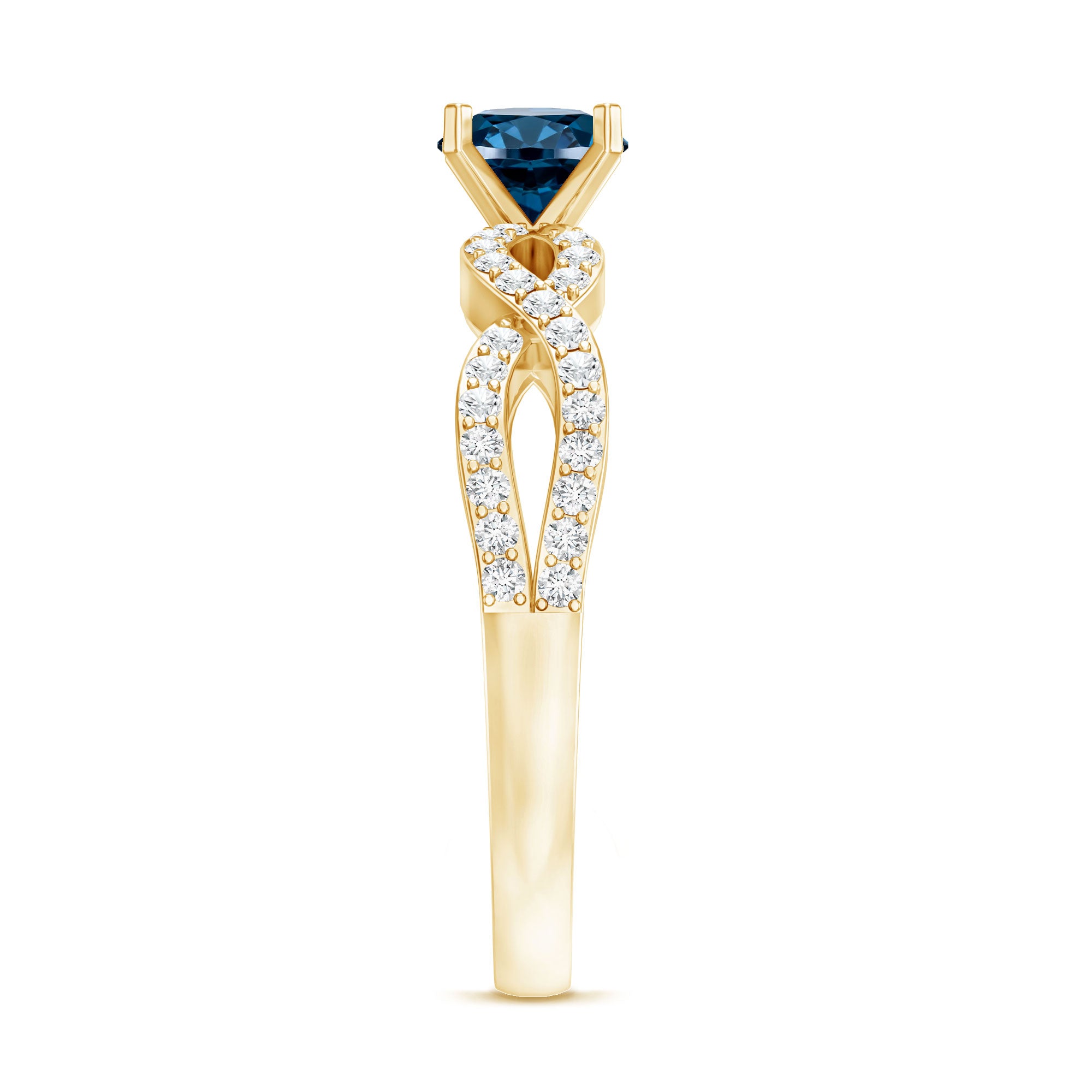 Round Blue Topaz Infinity Engagement Ring with Diamonds AAA - Rosec Jewels