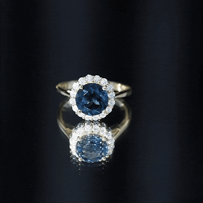2 Carat Round London Blue Topaz Classic Engagement Ring with Diamond Halo AAA - Rosec Jewels