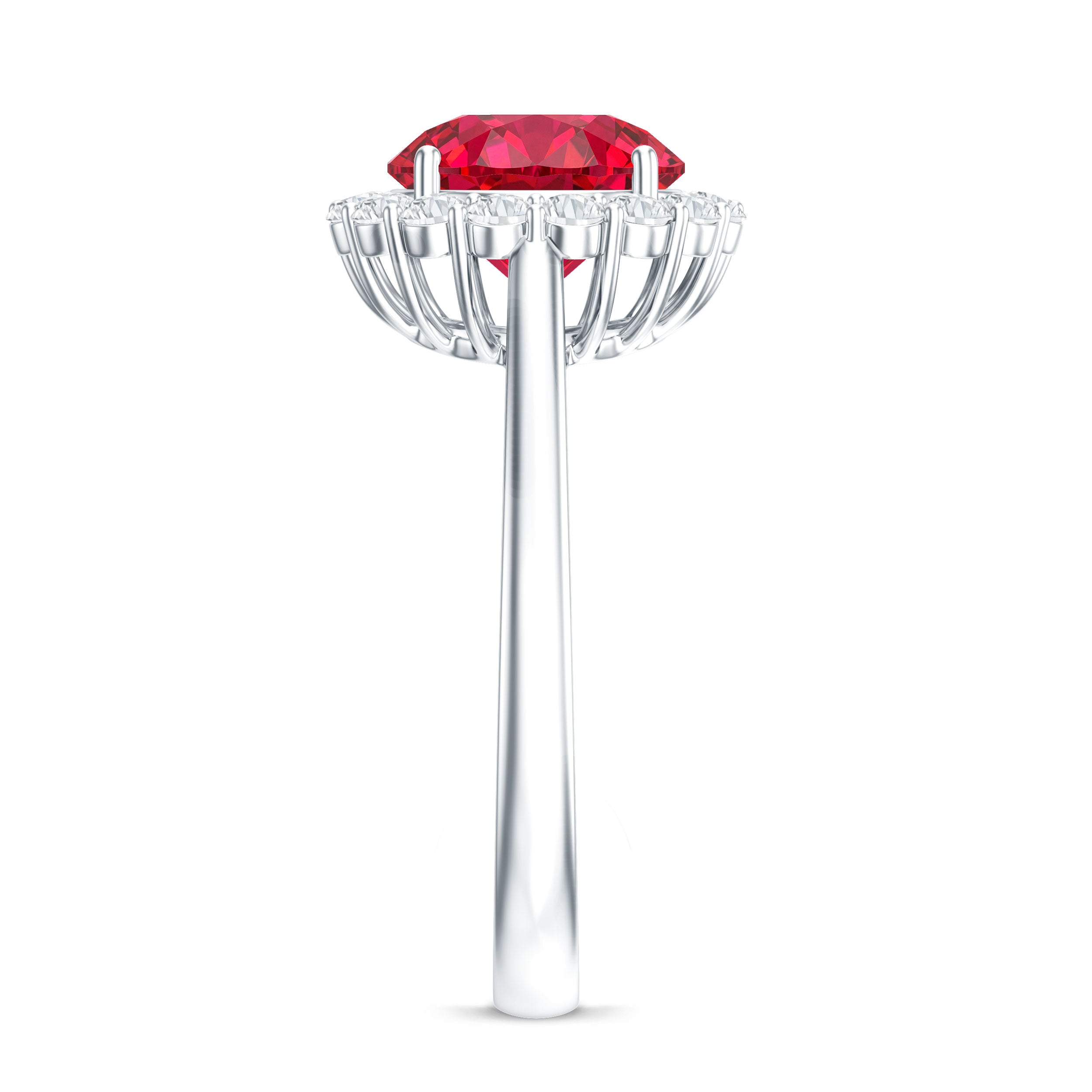 Rosec Jewels-Lab Created 8MM Ruby Halo Engagement Ring with Diamonds