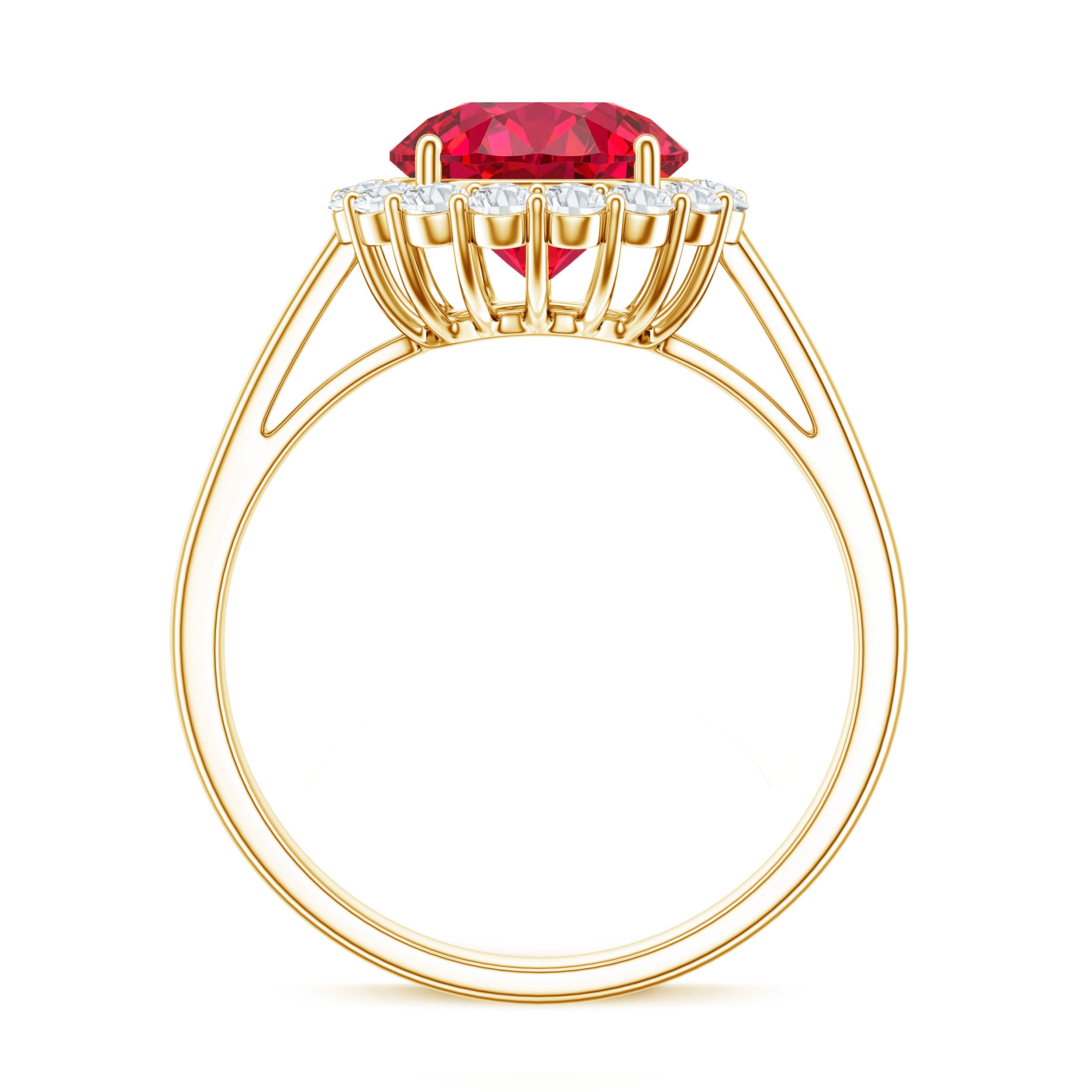 Rosec Jewels-Lab Created 8MM Ruby Halo Engagement Ring with Diamonds