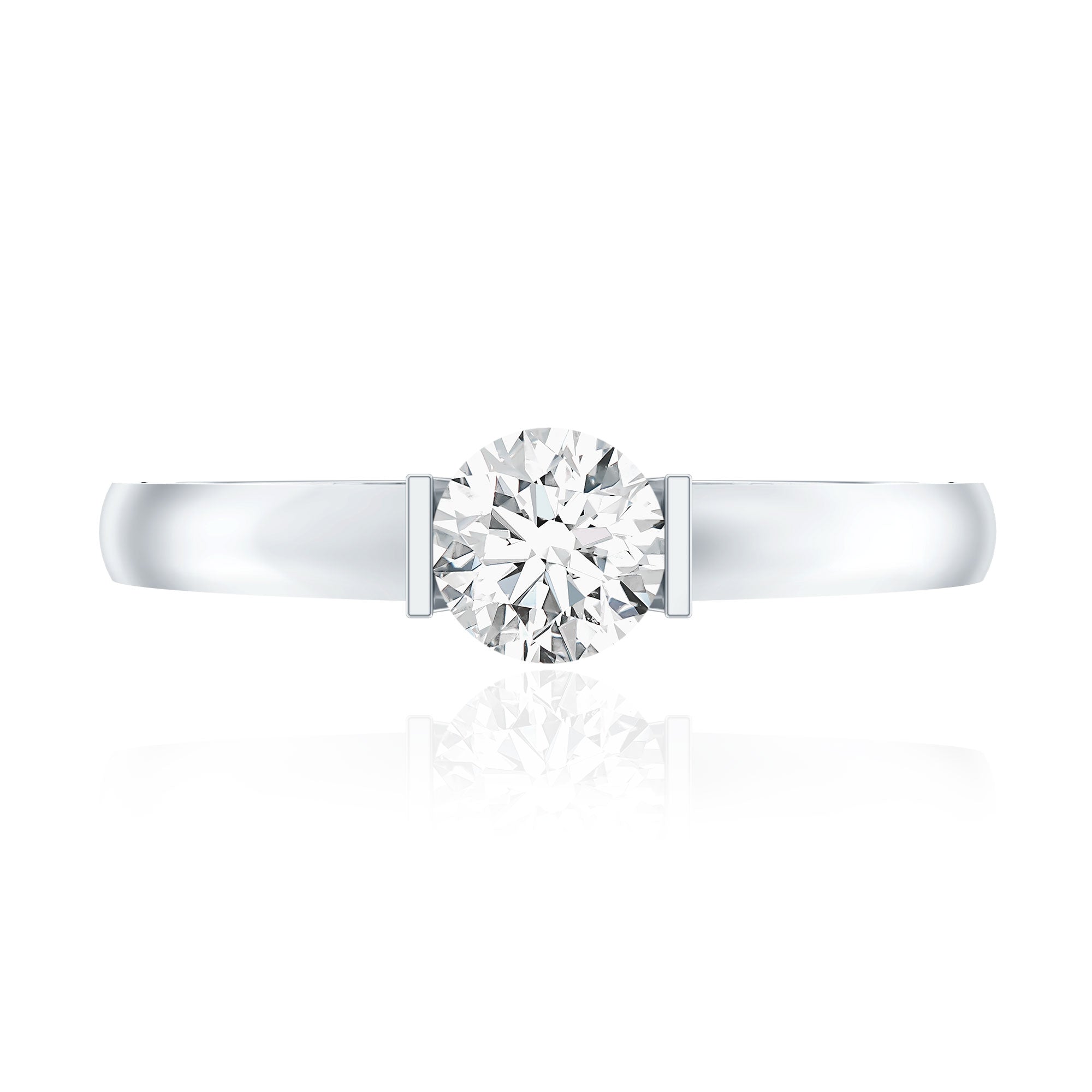 Bar Set Moissanite Solitaire Promise Ring D-VS1 - Rosec Jewels