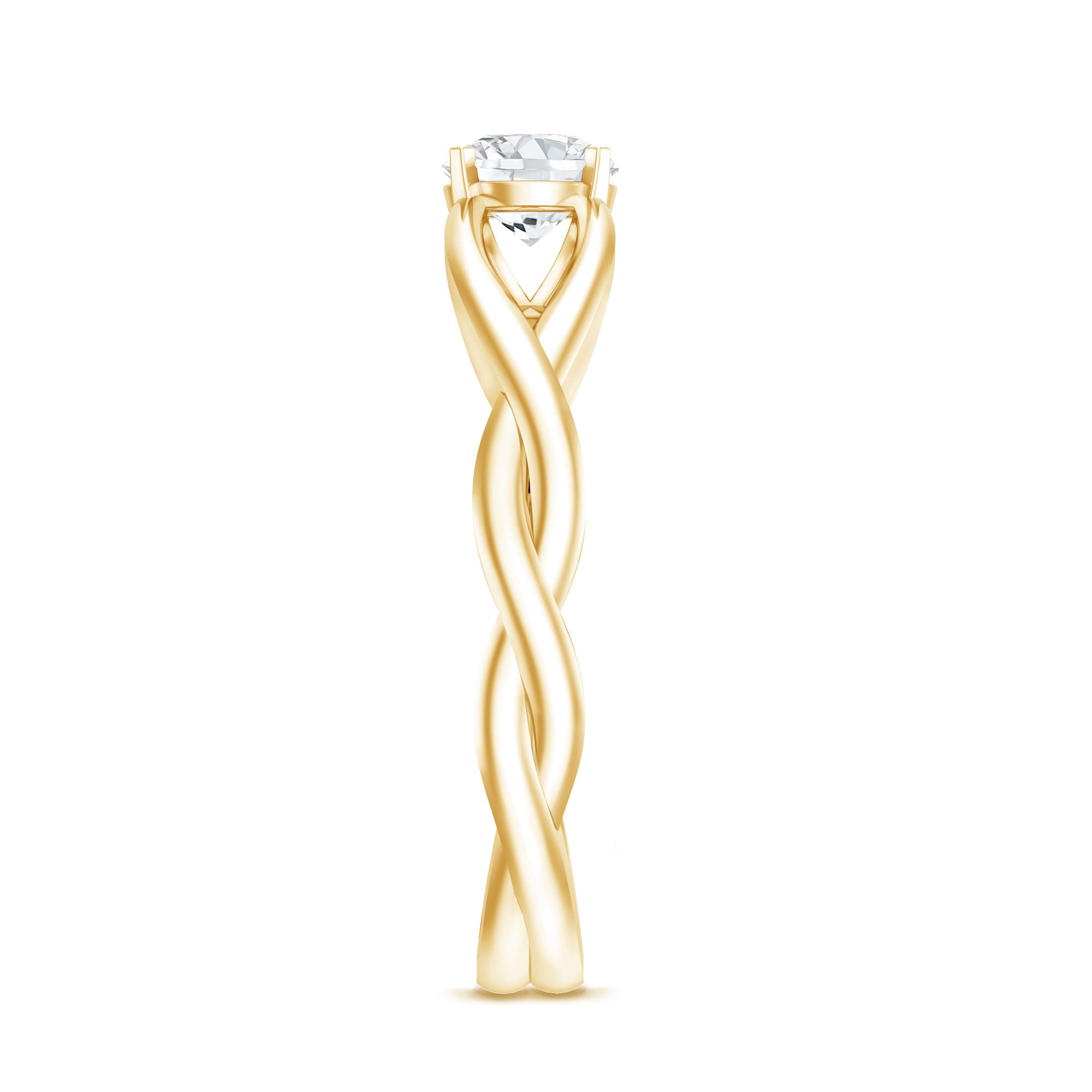 Certified Moissanite Solitaire Engagement Ring in Crossover Shank D-VS1 - Rosec Jewels