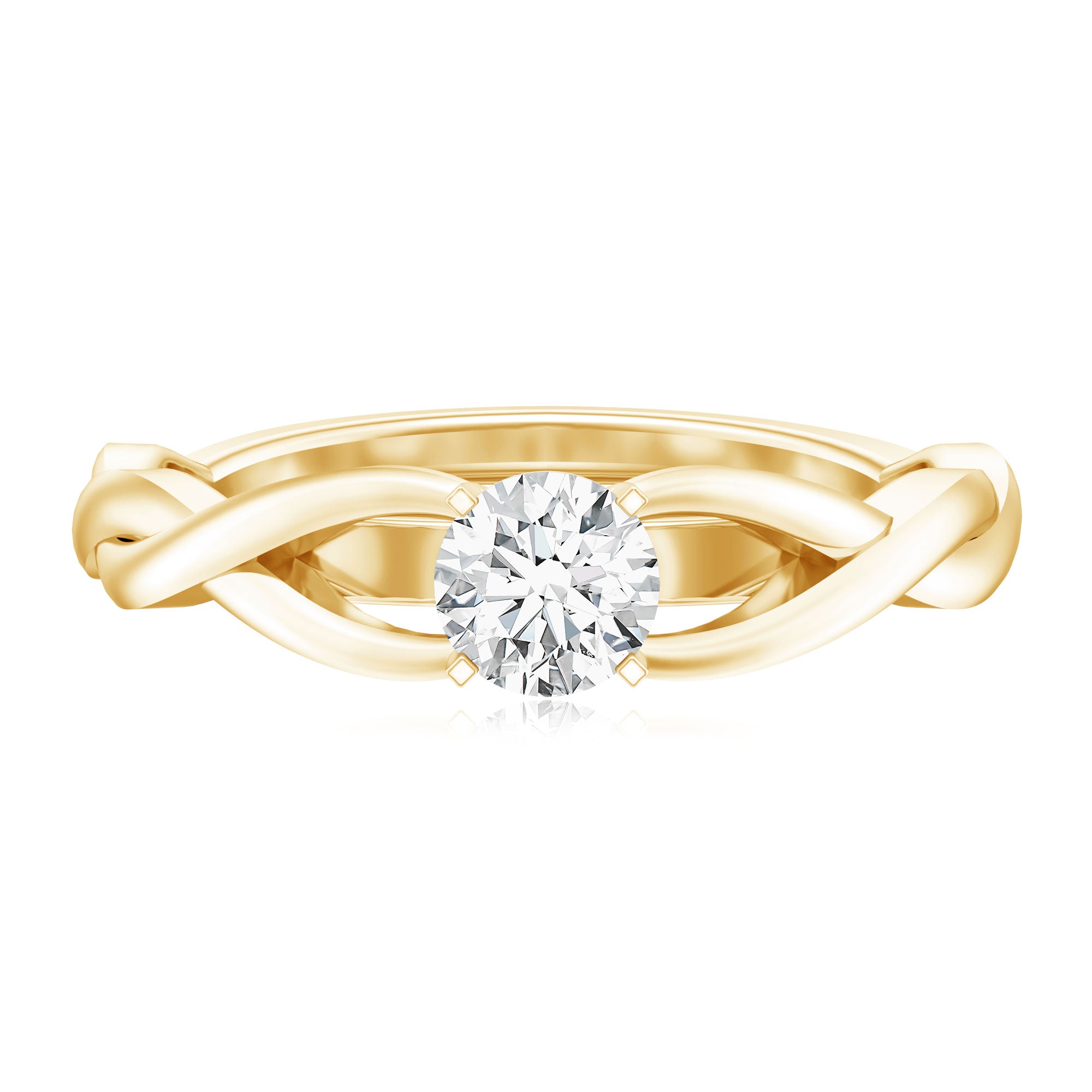 Certified Moissanite Solitaire Engagement Ring in Crossover Shank D-VS1 - Rosec Jewels