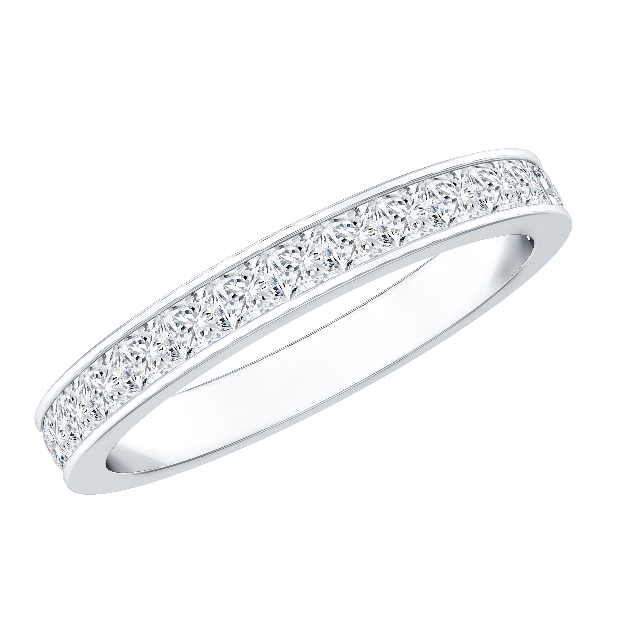 Princess Cut Moissanite Half Eternity Band Ring in Channel Setting D-VS1 - Rosec Jewels