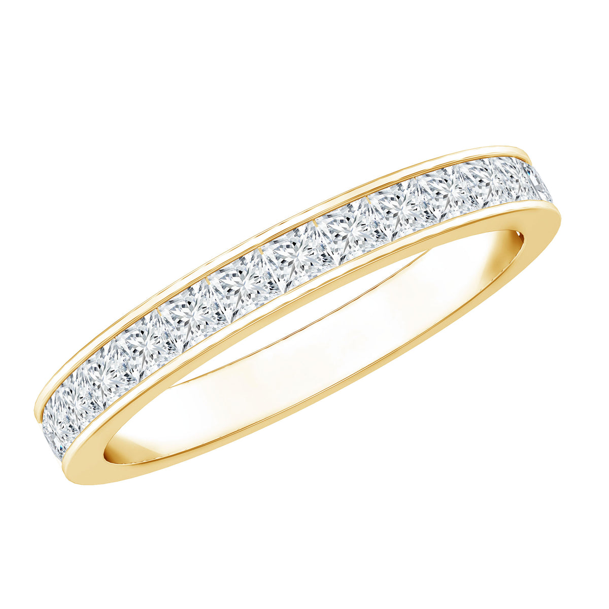 Princess Cut Moissanite Half Eternity Band Ring in Channel Setting D-VS1 - Rosec Jewels
