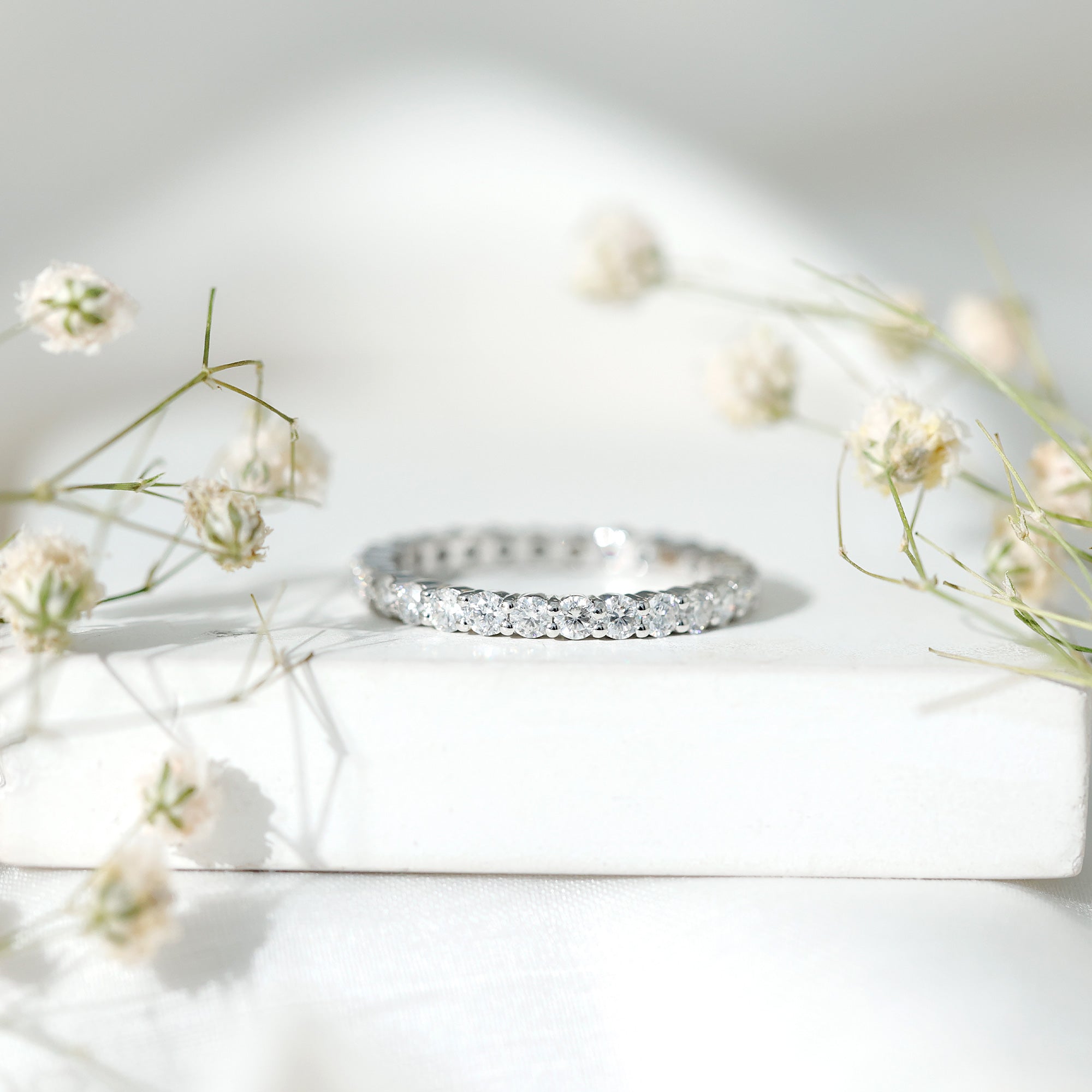 Prong Set Moissanite Eternity Wedding Band Ring for Women D-VS1 - Rosec Jewels