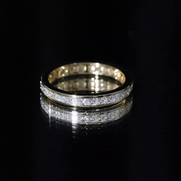 Princess Cut Moissanite Eternity Band Ring in Channel Setting D-VS1 - Rosec Jewels