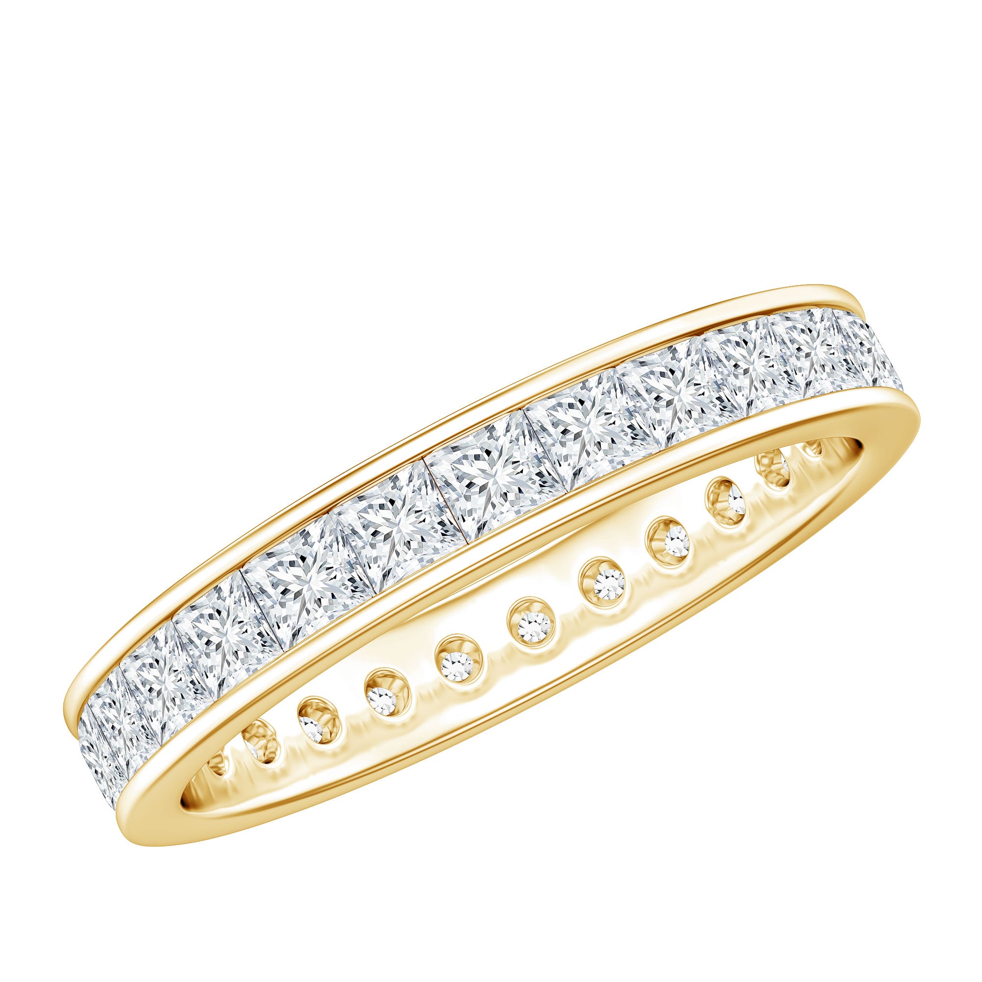 Princess Cut Moissanite Eternity Band Ring in Channel Setting D-VS1 - Rosec Jewels