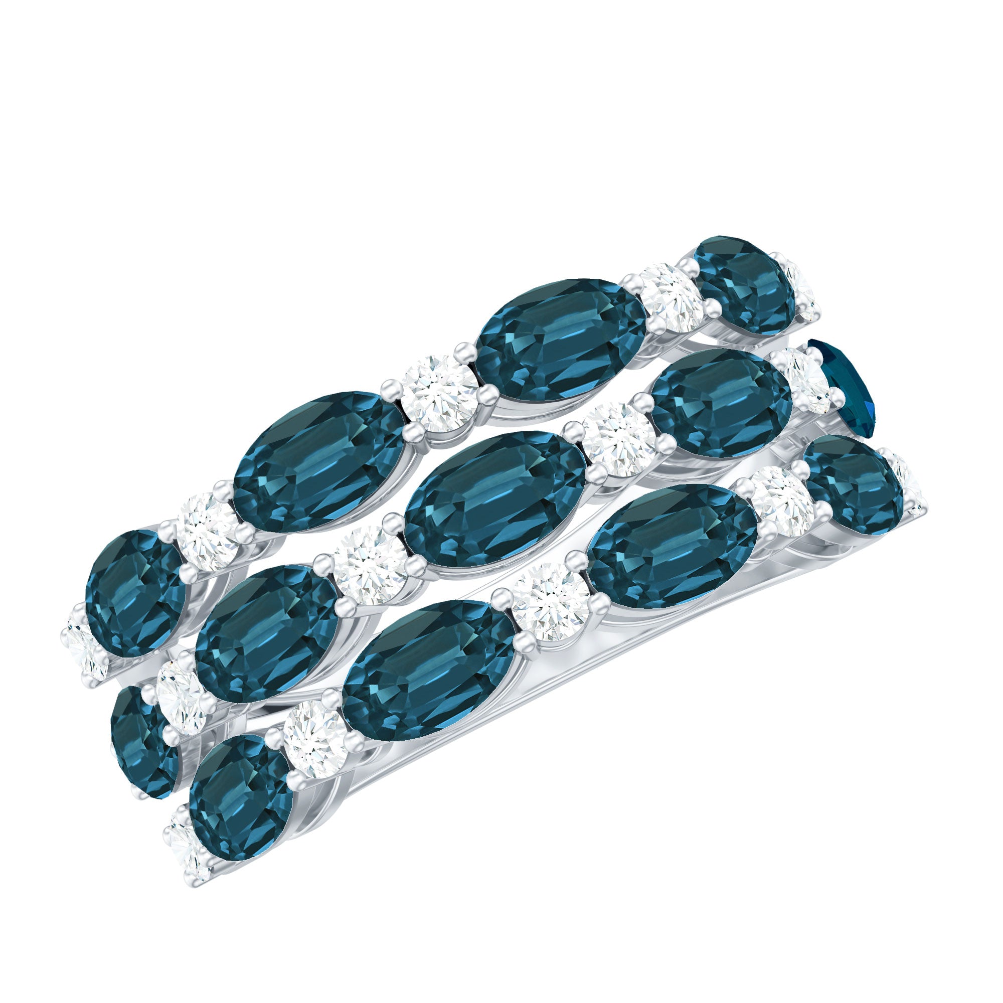 Natural London Blue Topaz and Diamond Statement Ring