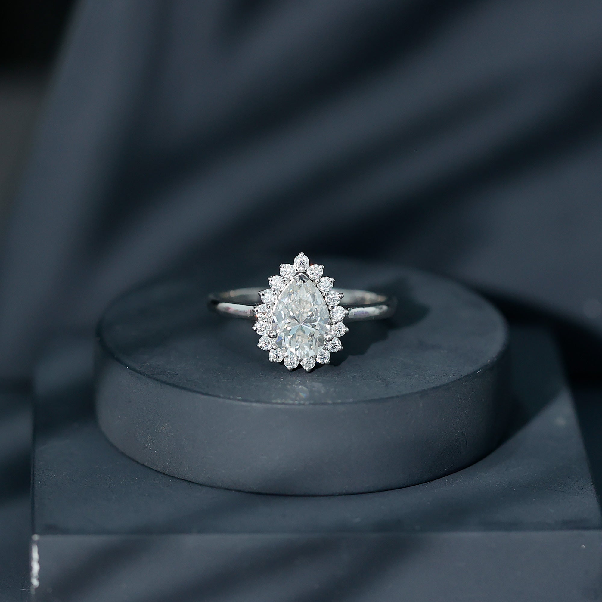 Certified Pear Cut Engagement Ring With Moissanite D-VS1 - Rosec Jewels