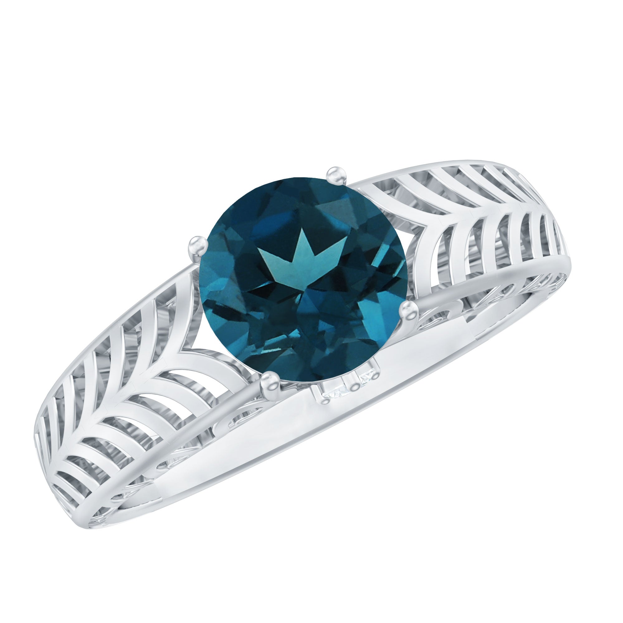 7mm Round London Blue Topaz Solitaire Engagement Ring with Certificate