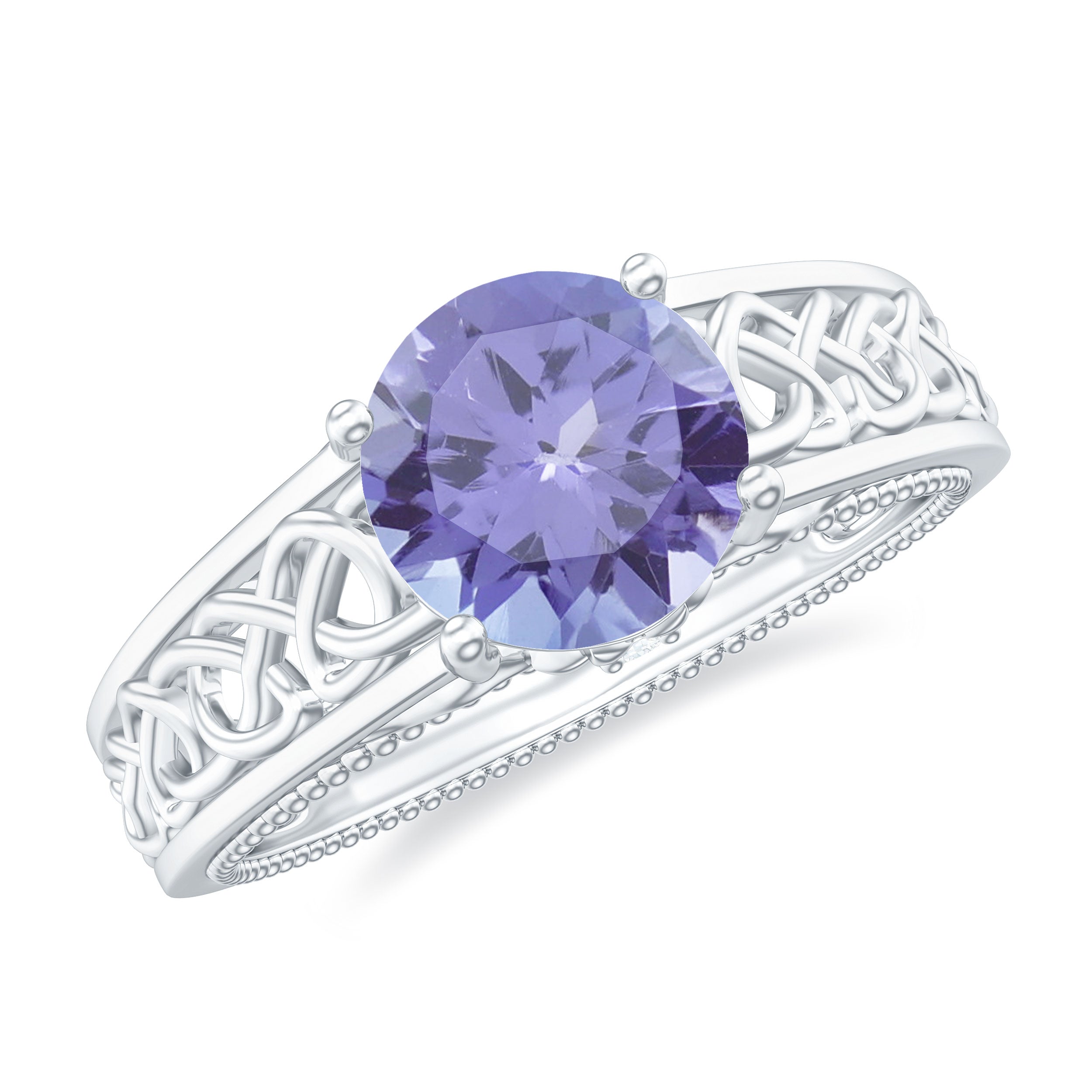 1.5 Carat Lab Created Tanzanite Engagement Ring with Celtic Design