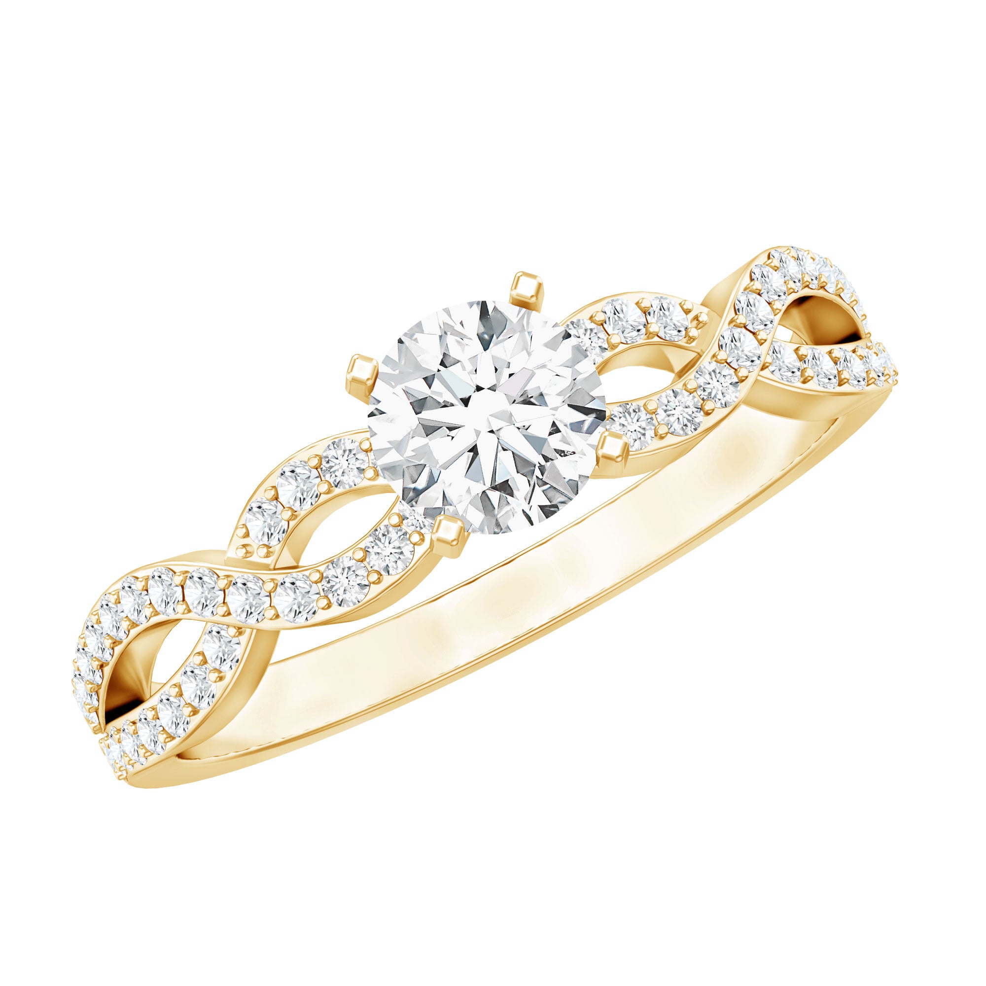 0.5 Carat Round Shape Moissanite Crossover Infinity Ring D-VS1 - Rosec Jewels