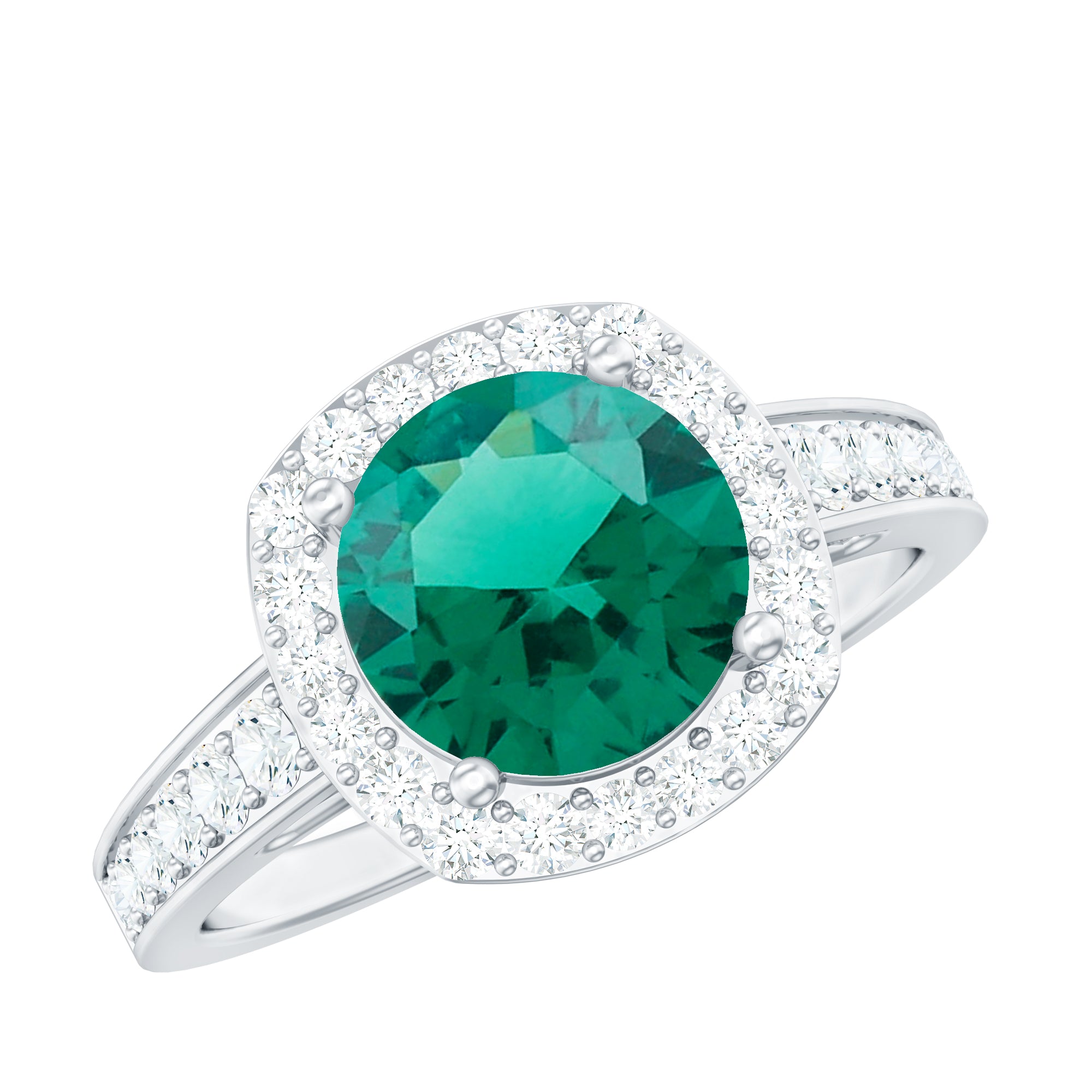 Certified Lab Grown Emerald Diamond Vintage Looking Engagement Ring