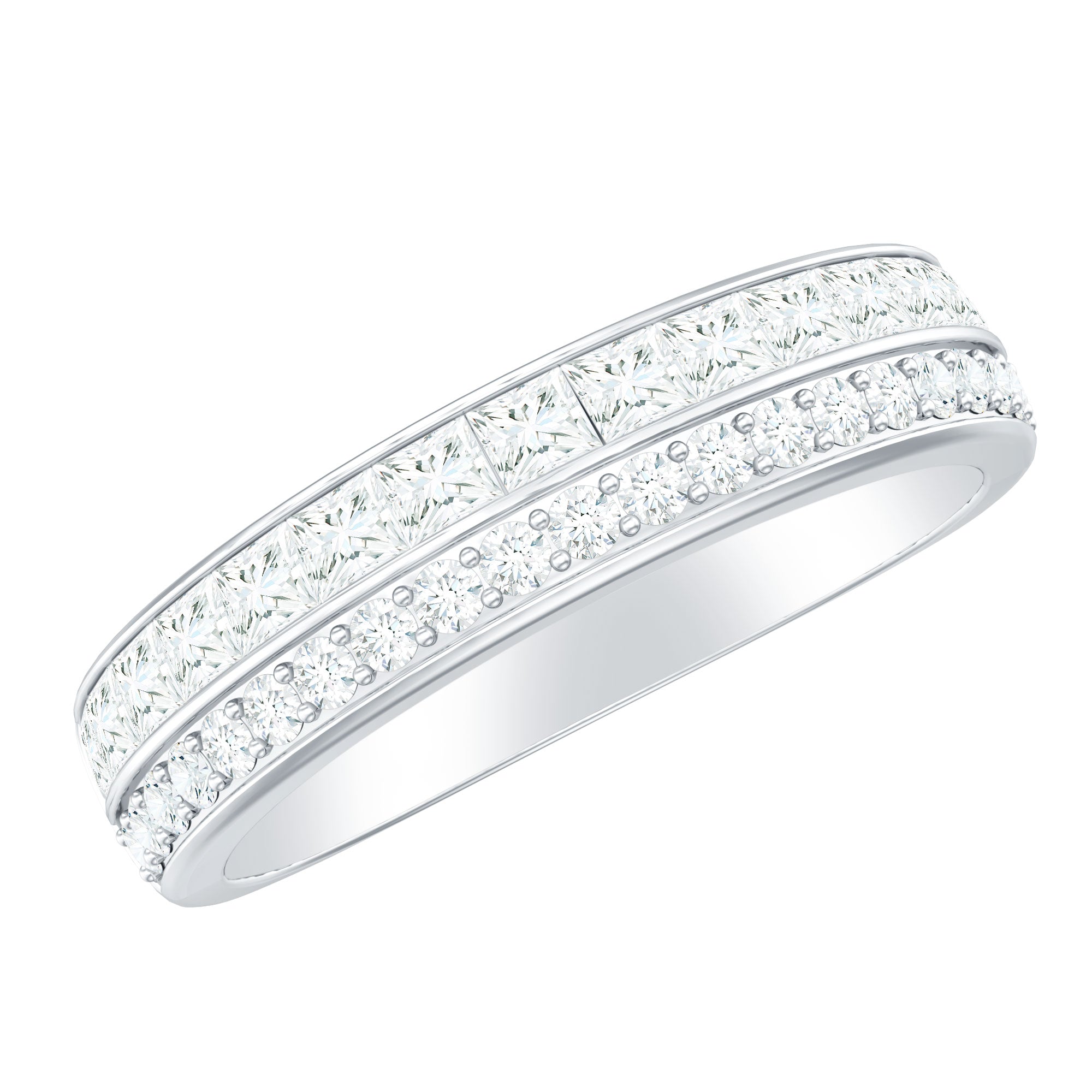 Certified Real Diamond Half Eternity Wedding Band Natural - ( HI-SI ) - Rosec Jewels