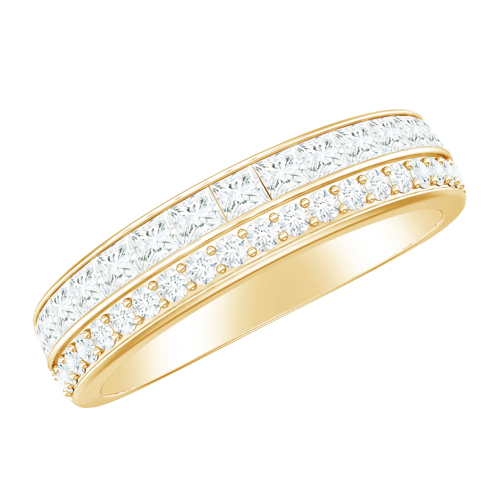 Certified Real Diamond Half Eternity Wedding Band Natural - ( HI-SI ) - Rosec Jewels