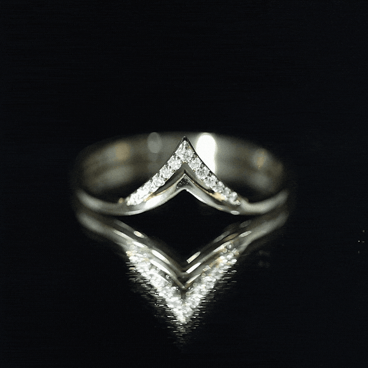 Certified Moissanite Chevron Enhancer Ring D-VS1 - Rosec Jewels