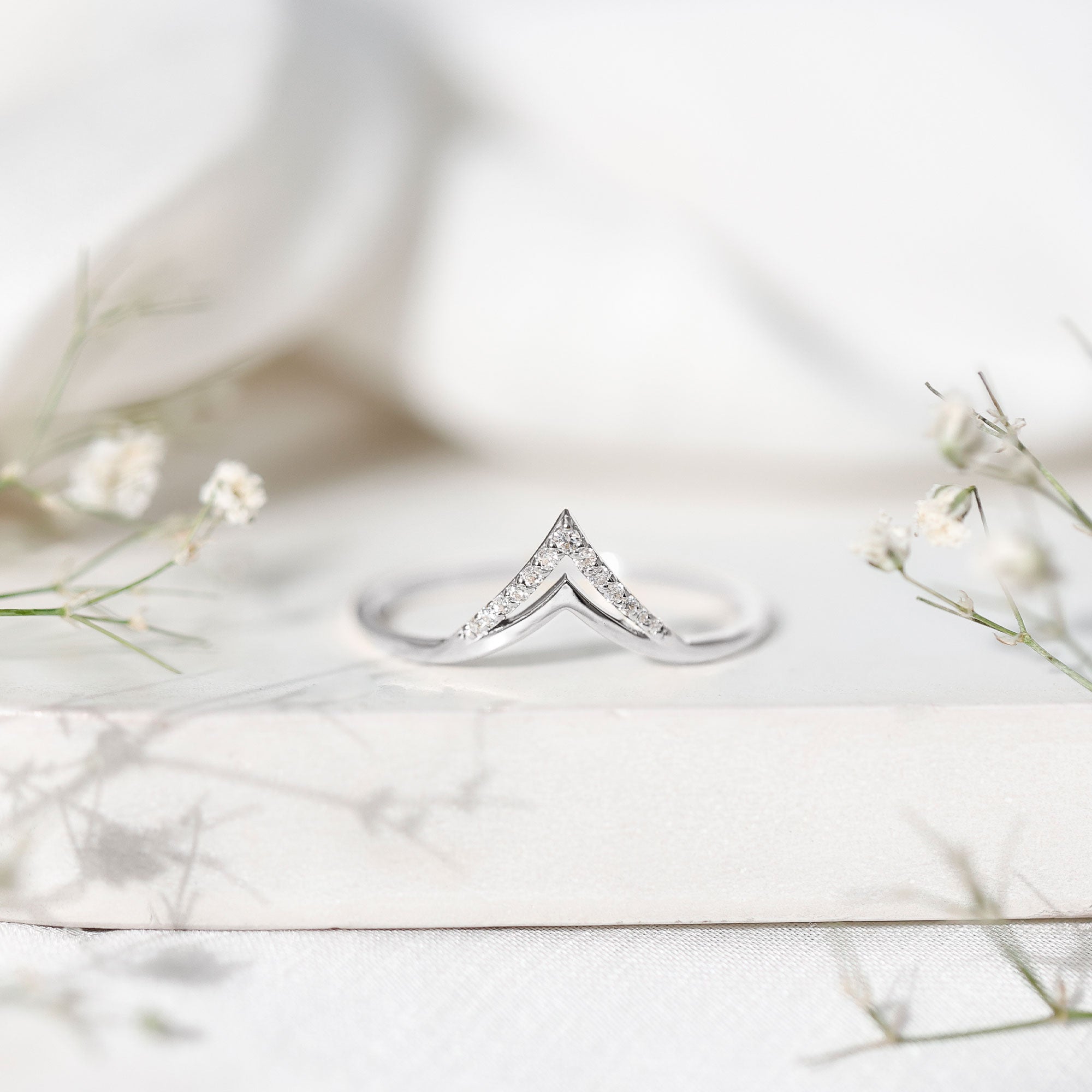Certified Moissanite Chevron Enhancer Ring D-VS1 - Rosec Jewels