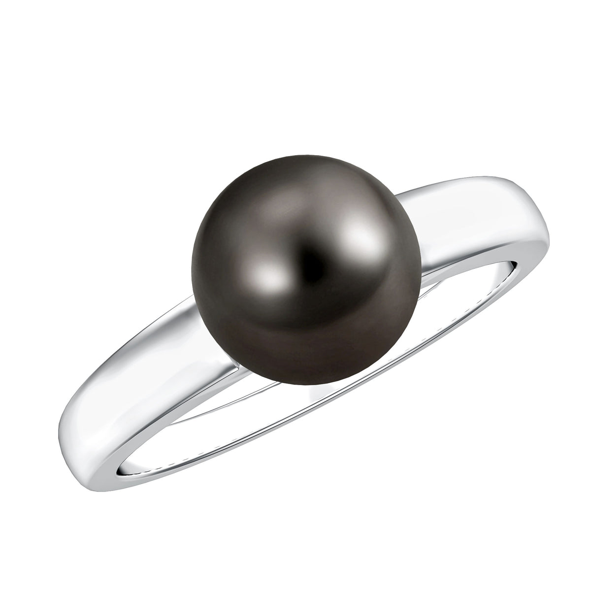 Handpicked Natural Black Pearl Solitaire Engagement Ring With Certificate AAA - Rosec Jewels