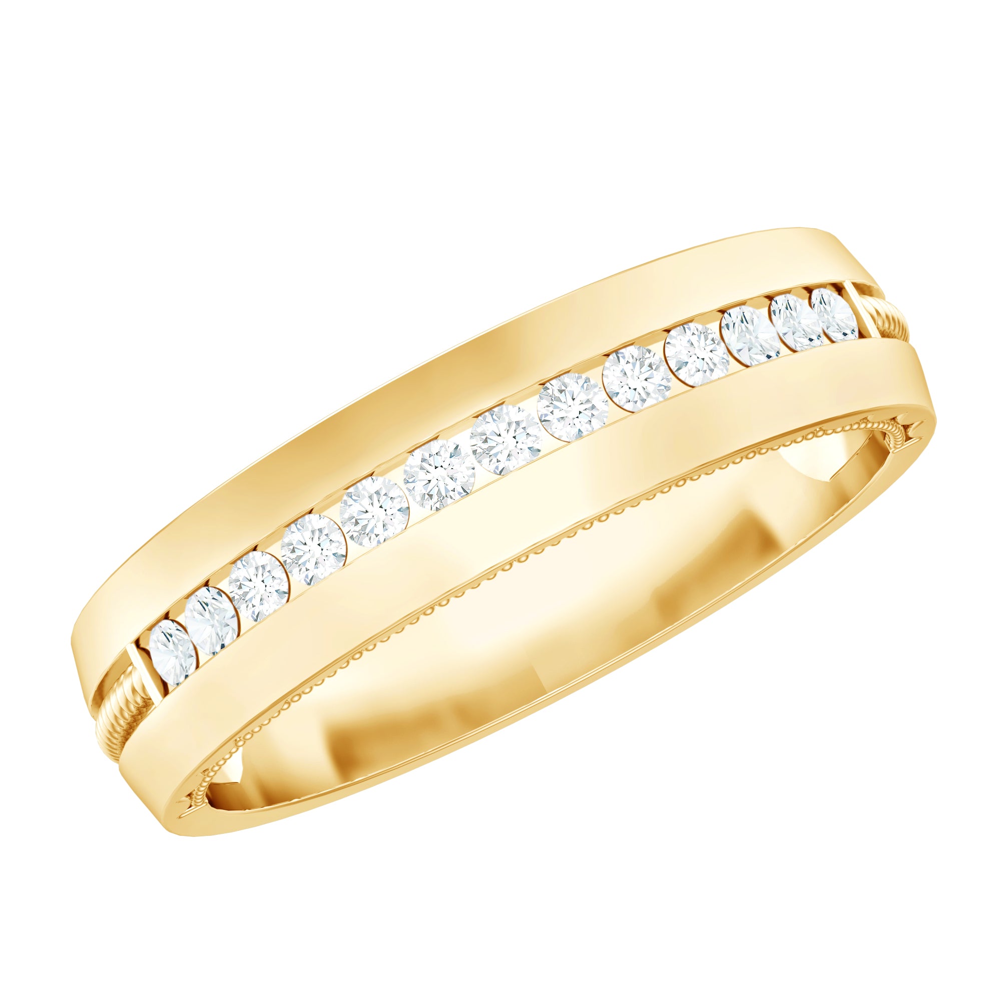 Brilliant Cut Moissanite Wedding Band D-VS1 - Rosec Jewels