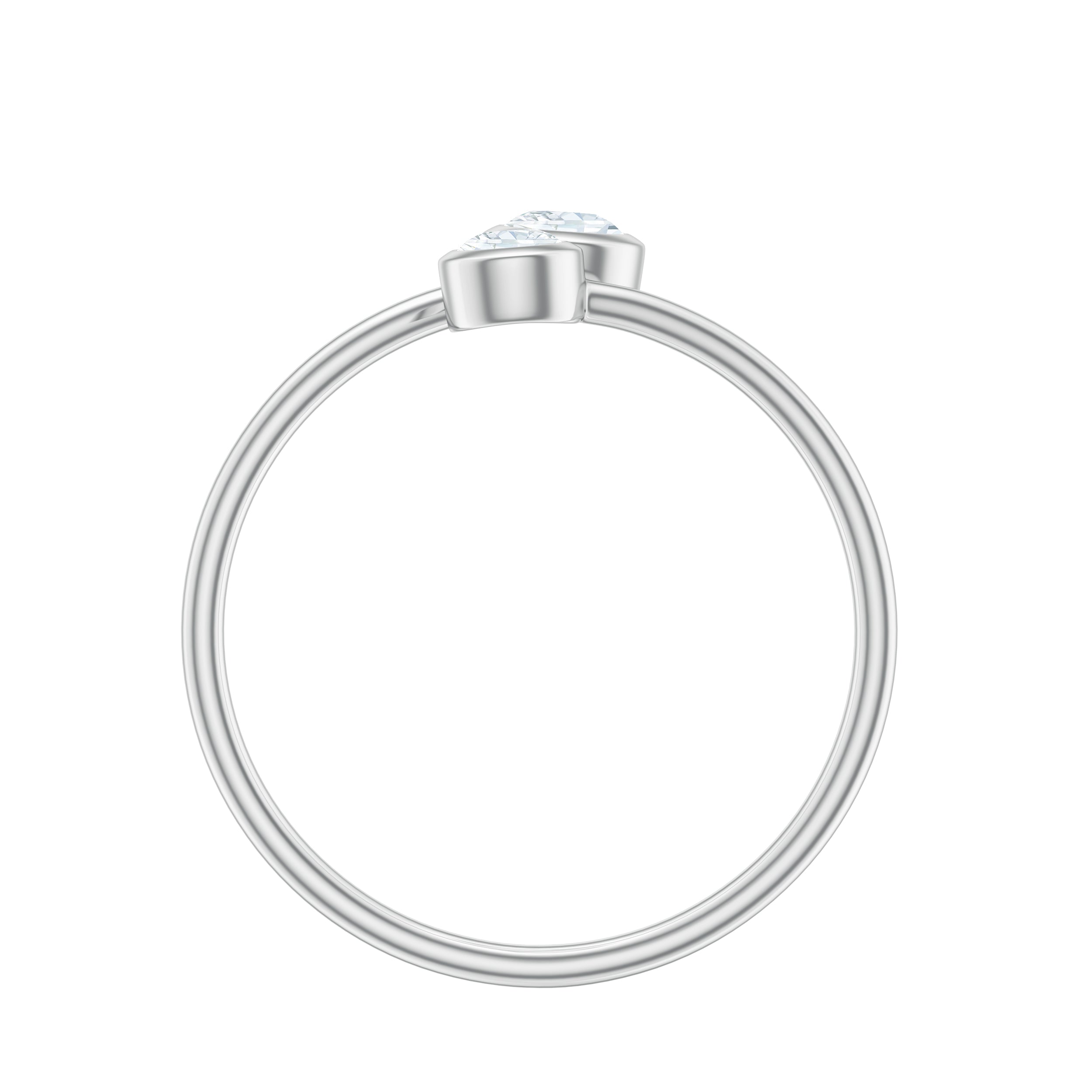 Bezel Set Diamond Toi Et Moi Ring for Promise Natural - ( HI-SI ) - Rosec Jewels