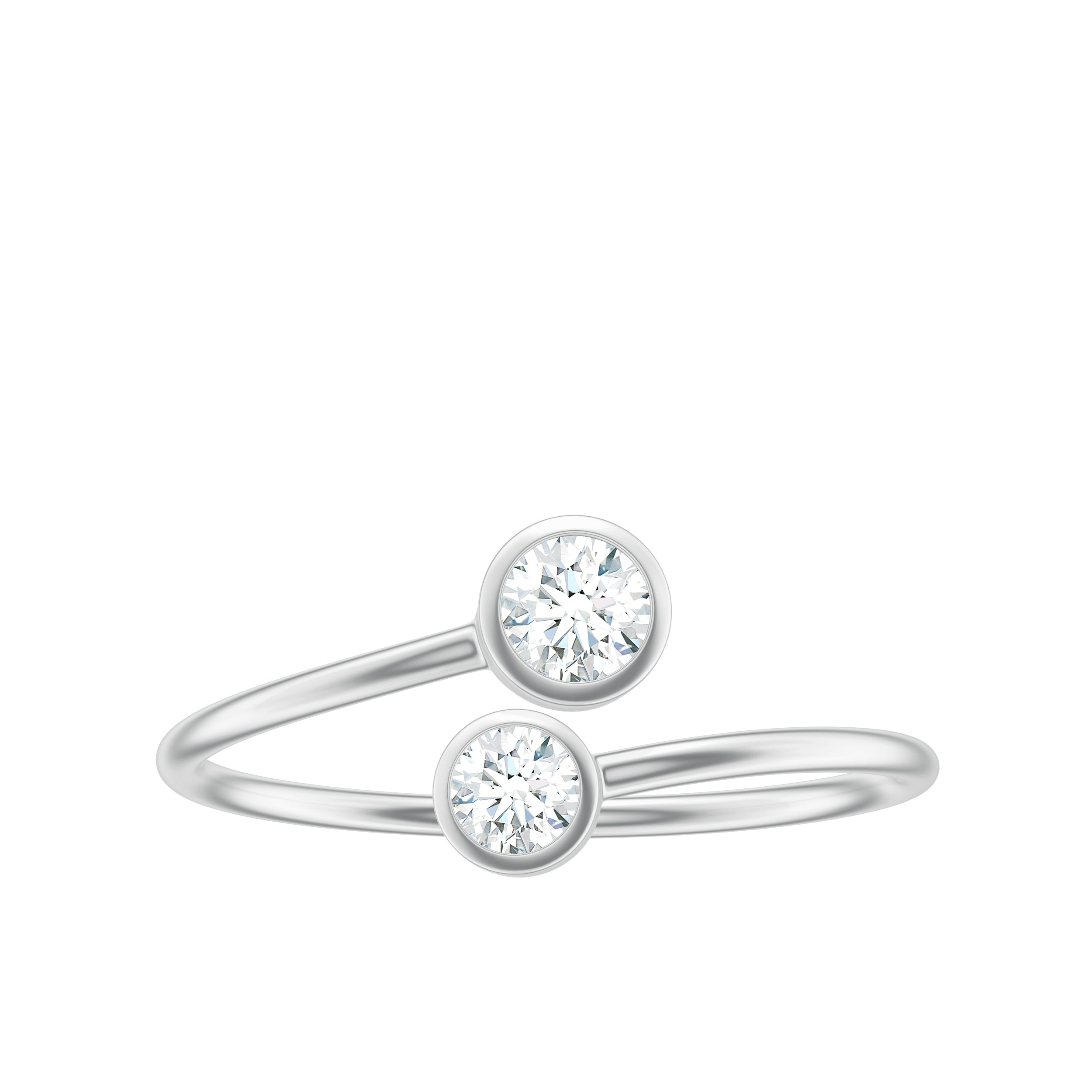 Bezel Set Diamond Toi Et Moi Ring for Promise Natural - ( HI-SI ) - Rosec Jewels