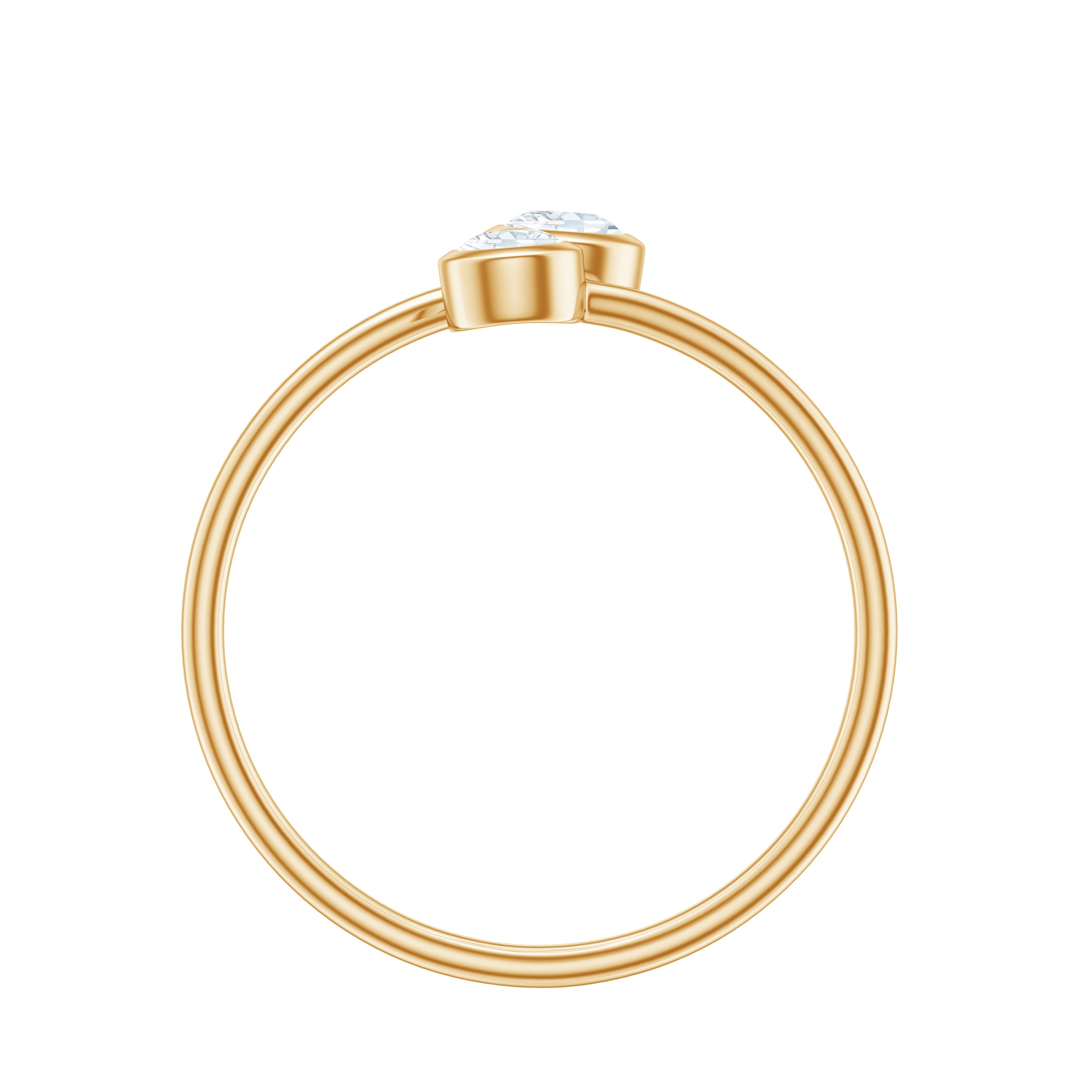 Bezel Set Diamond Toi Et Moi Ring for Promise Natural - ( HI-SI ) - Rosec Jewels