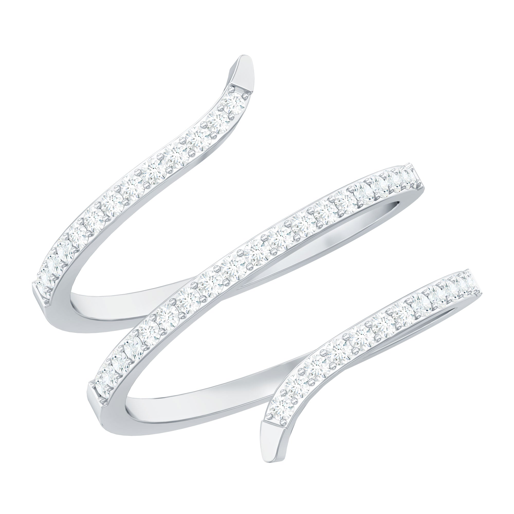 Certified Diamond Spiral Ring For Women