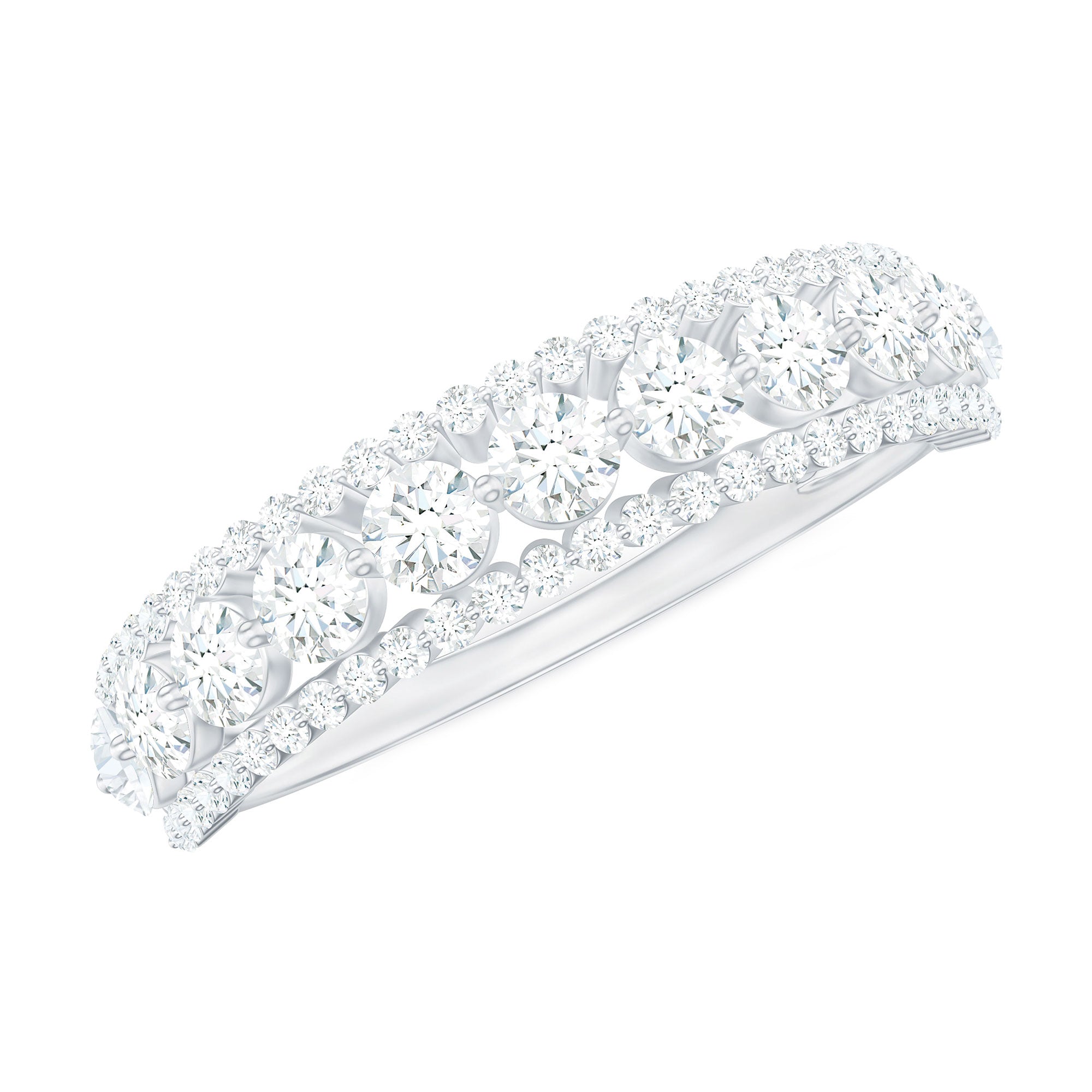Round Shape Moissanite Half Eternity Wedding Band