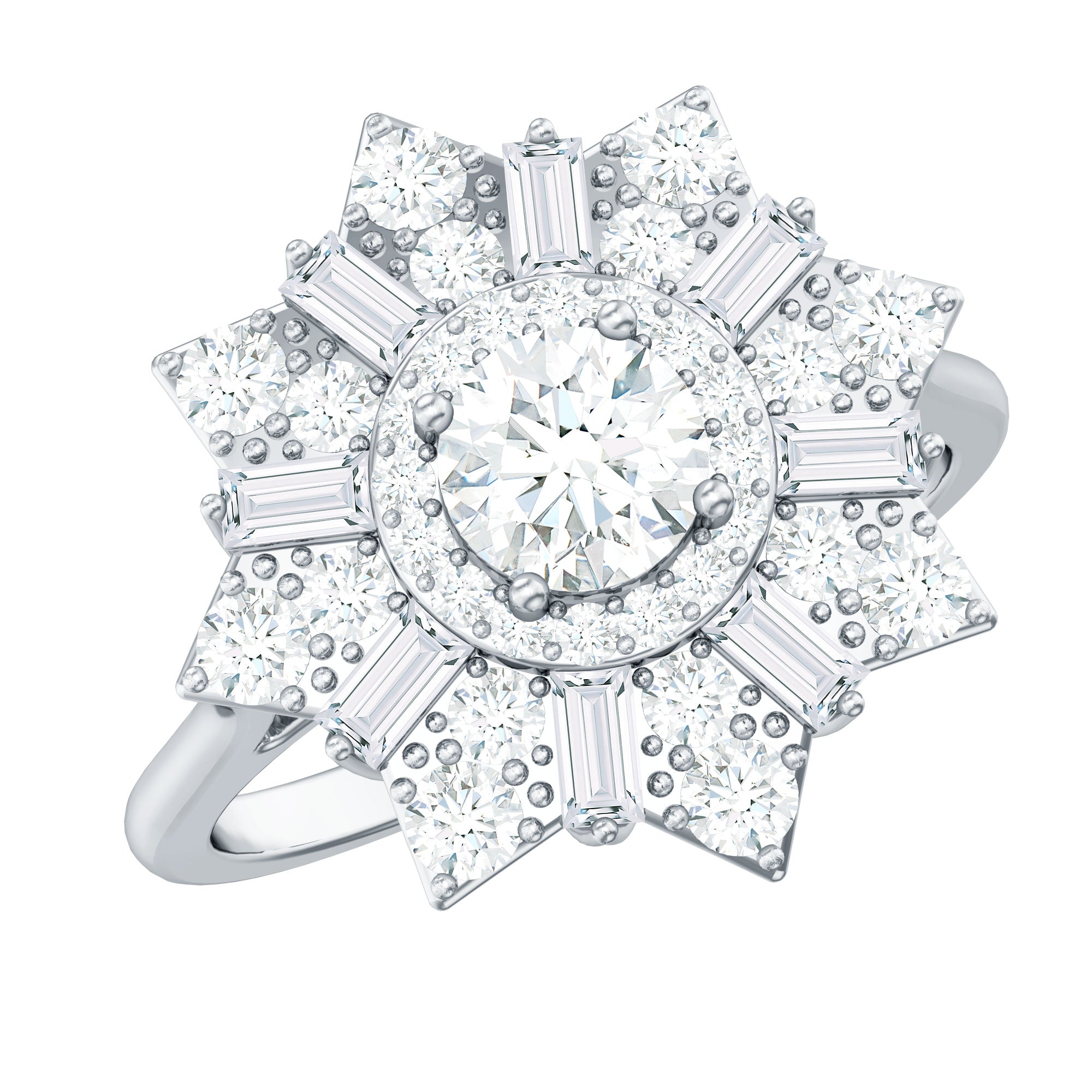 Certified Brilliant Cut Moissanite Cocktail Engagement Ring for Women D-VS1 - Rosec Jewels