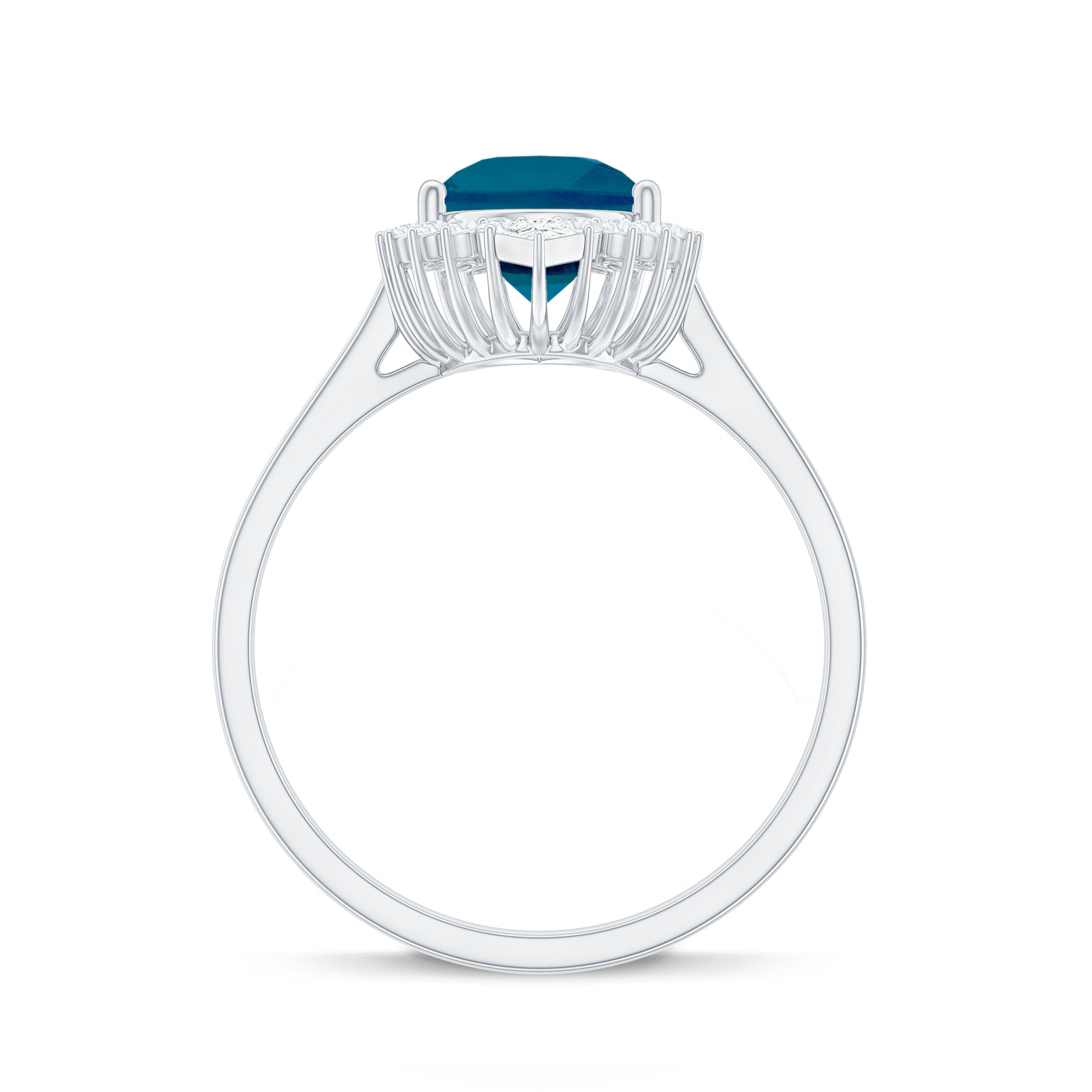 Pear Shaped London Blue Topaz and Diamond Statement Engagement Ring AAA - Rosec Jewels