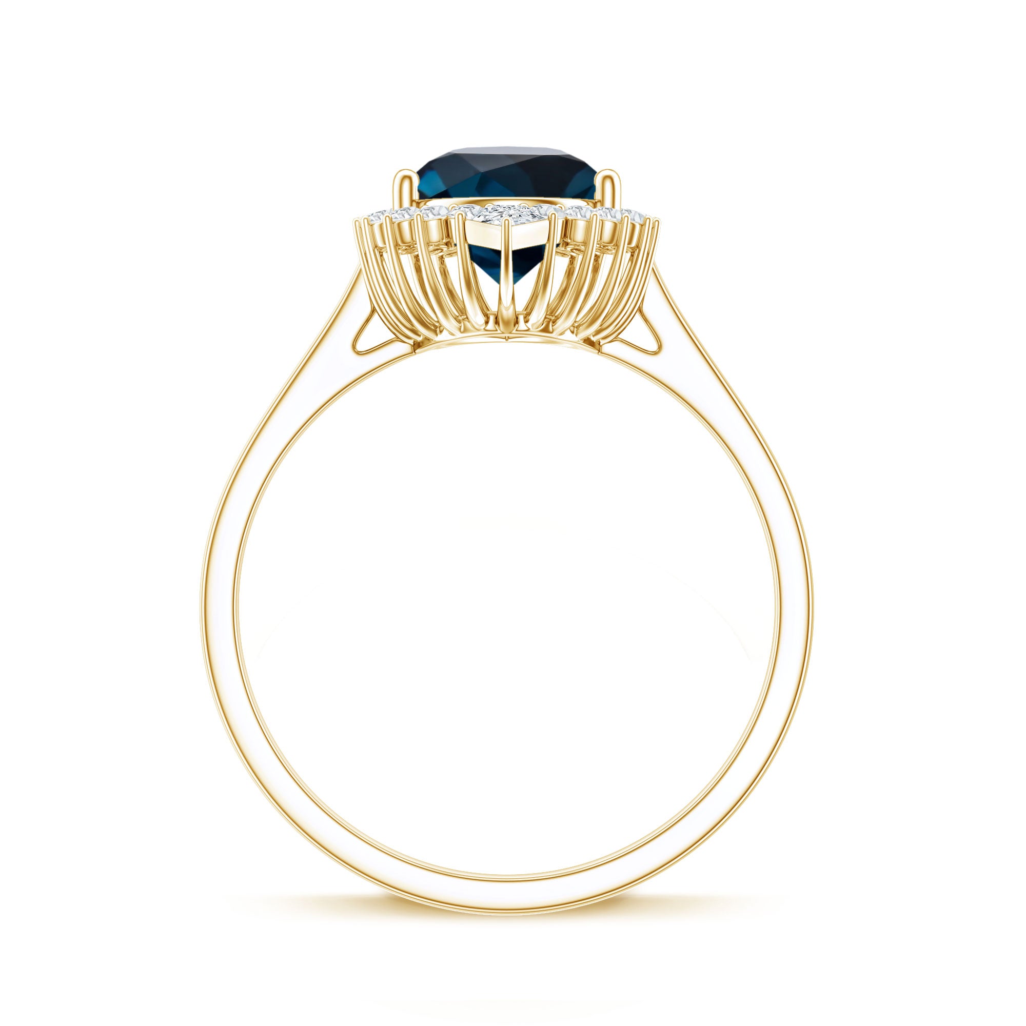 Pear Shaped London Blue Topaz and Diamond Statement Engagement Ring AAA - Rosec Jewels
