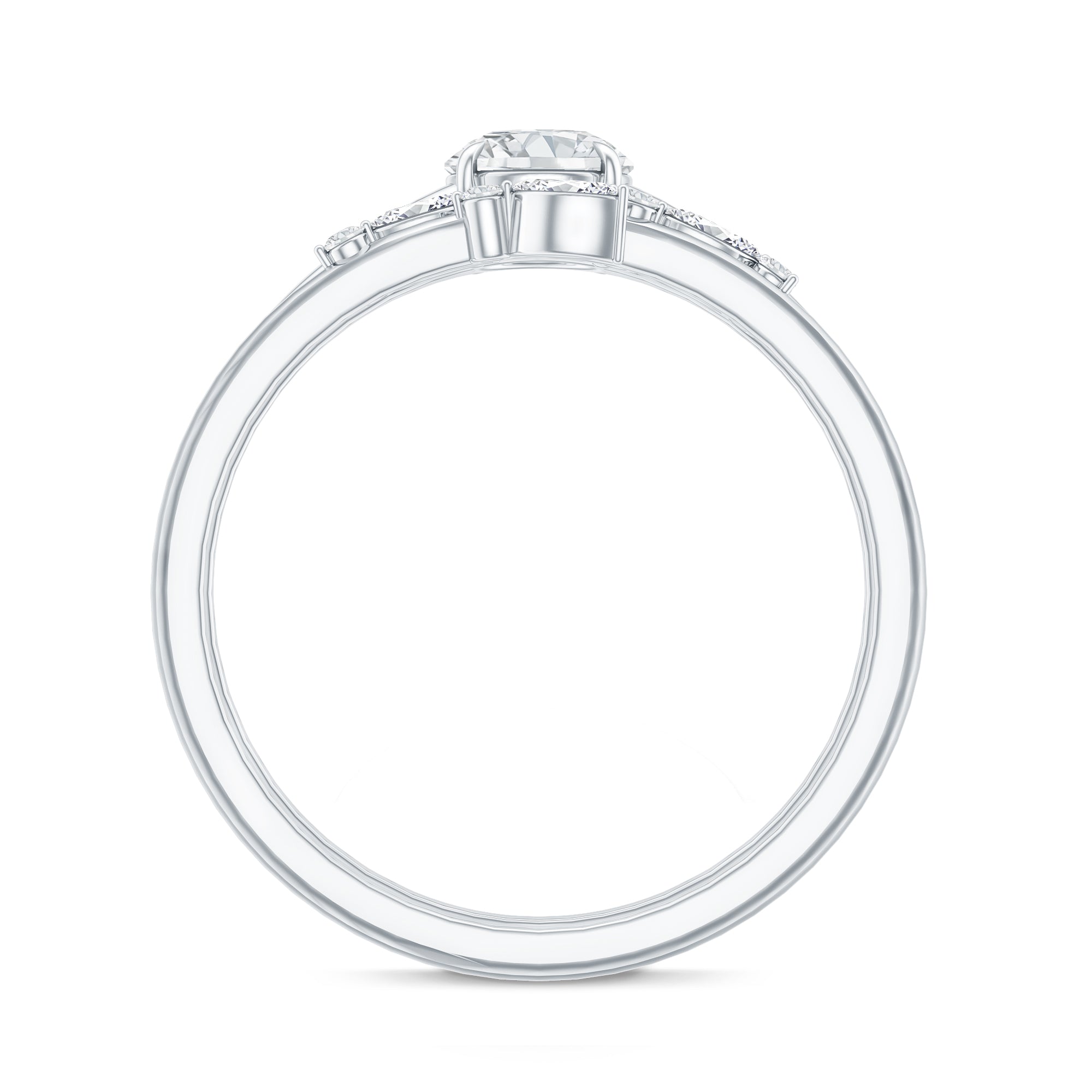 Certified Round Moissanite Modern Wedding Ring Set D-VS1 - Rosec Jewels