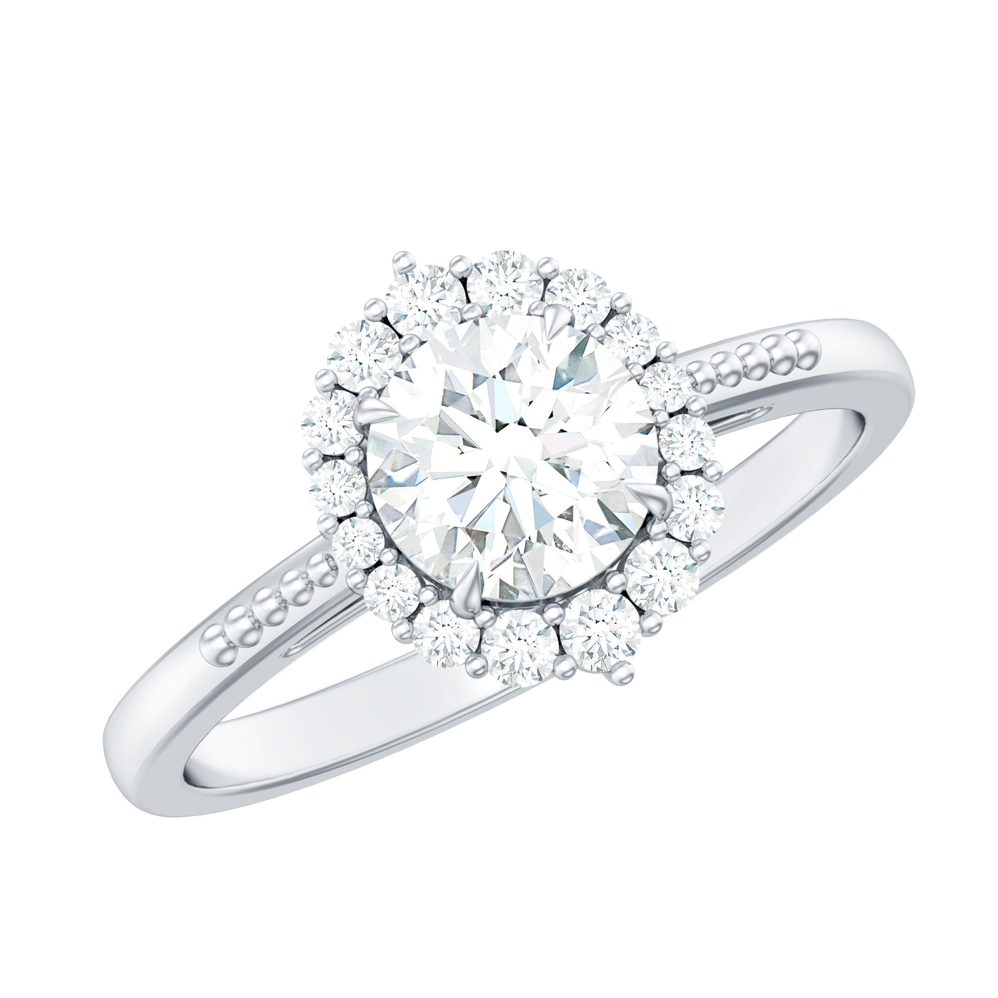 Certified Moissanite Halo Engagement Ring for Women