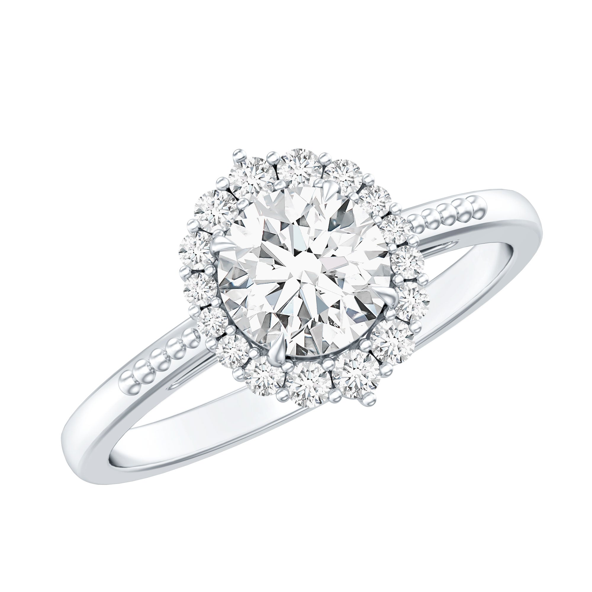 Certified Moissanite Halo Engagement Ring for Women D-VS1 - Rosec Jewels