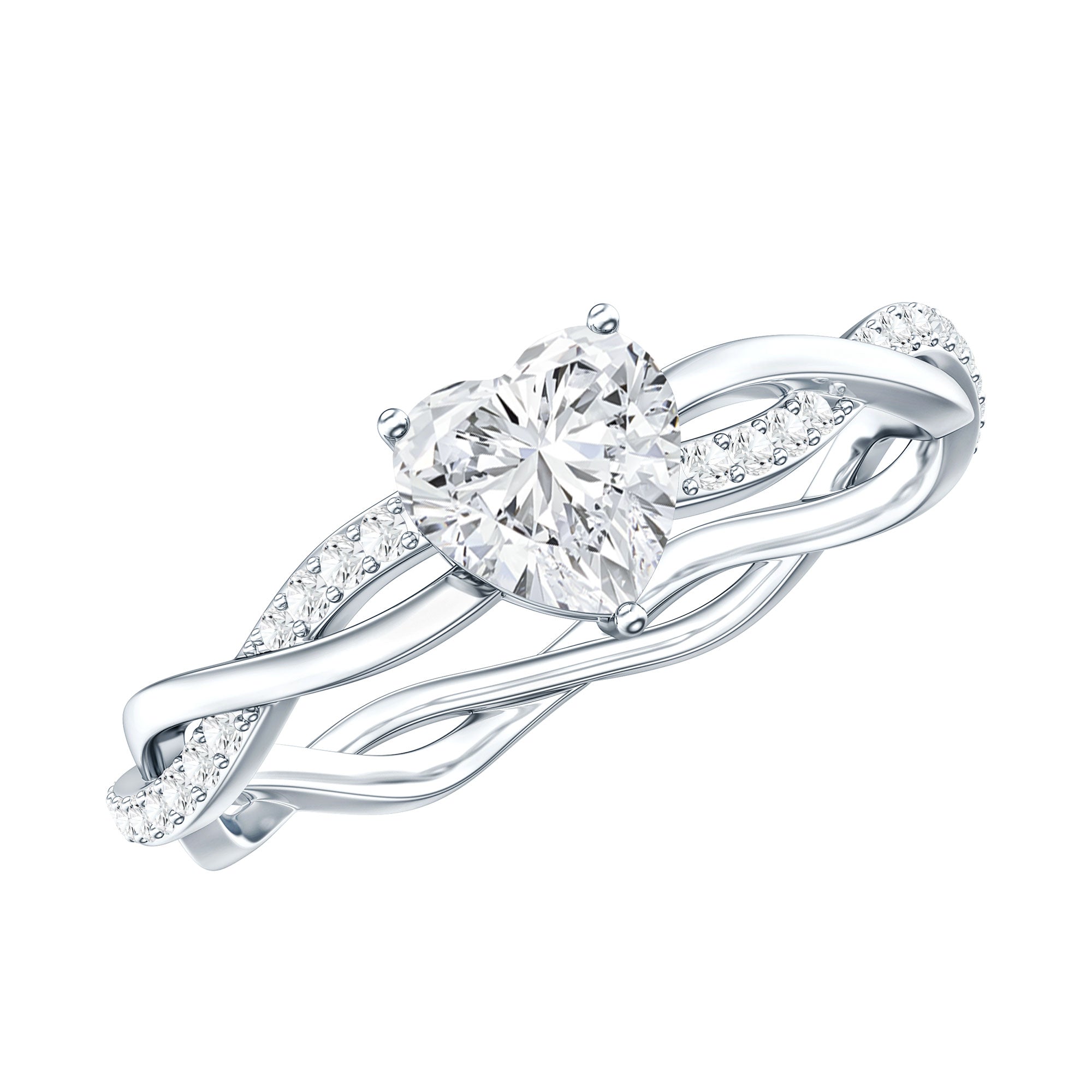 Heart Shape Moissanite Solitaire Promise Ring D-VS1 - Rosec Jewels