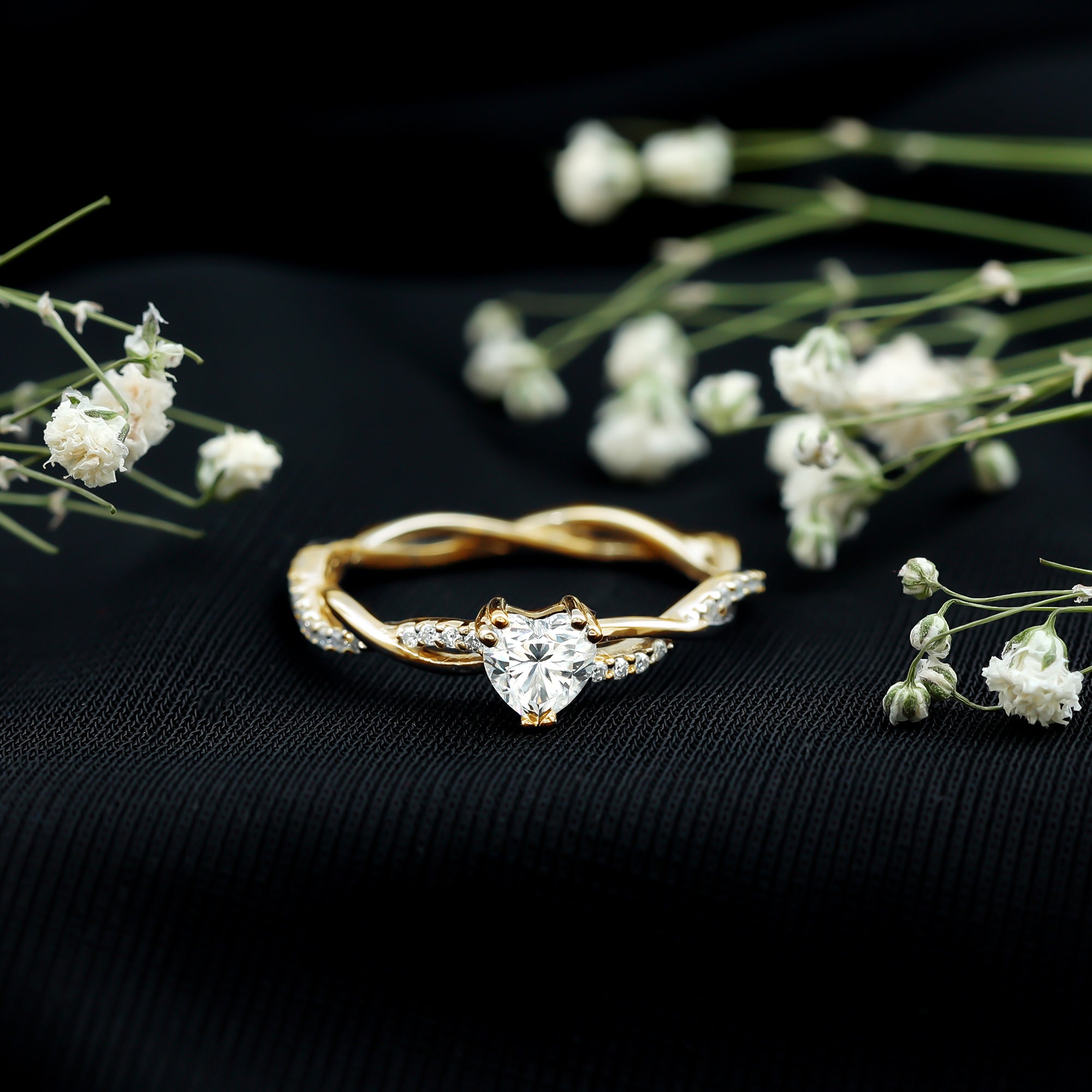 Heart Shape Moissanite Solitaire Promise Ring D-VS1 - Rosec Jewels